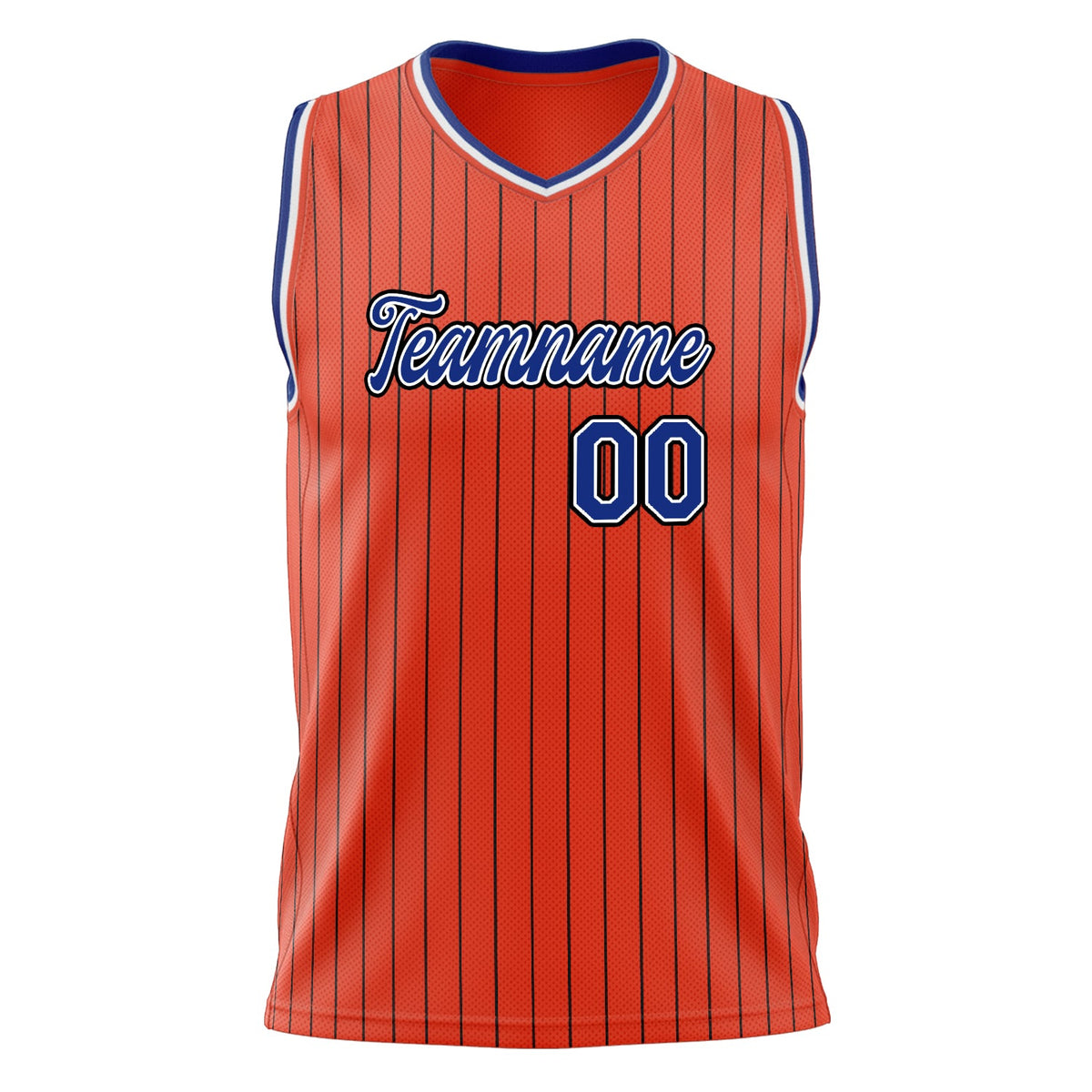 Custom Orange Royal Pinstripe Basketball Jersey