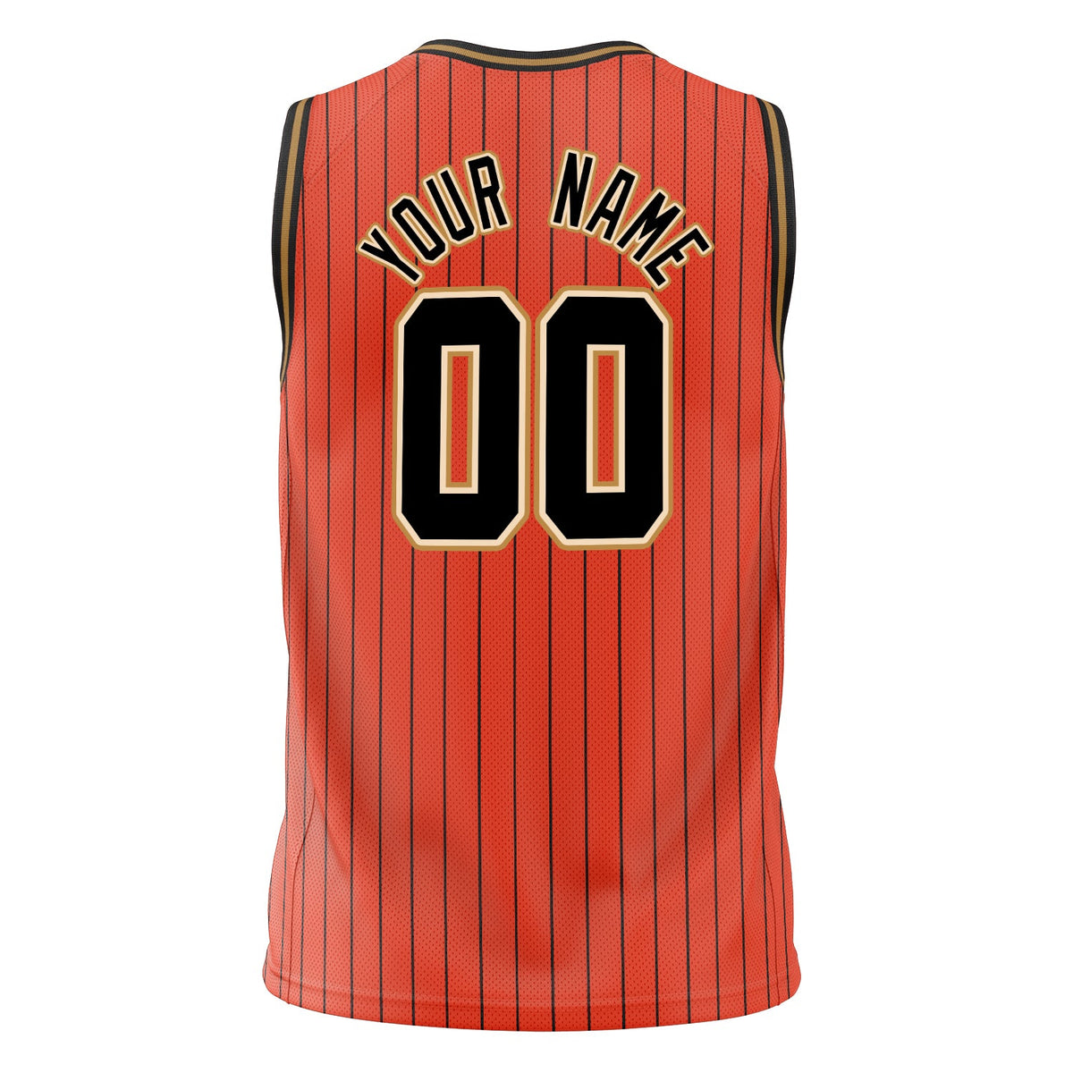 Custom Orange Black Pinstripe Basketball Jersey