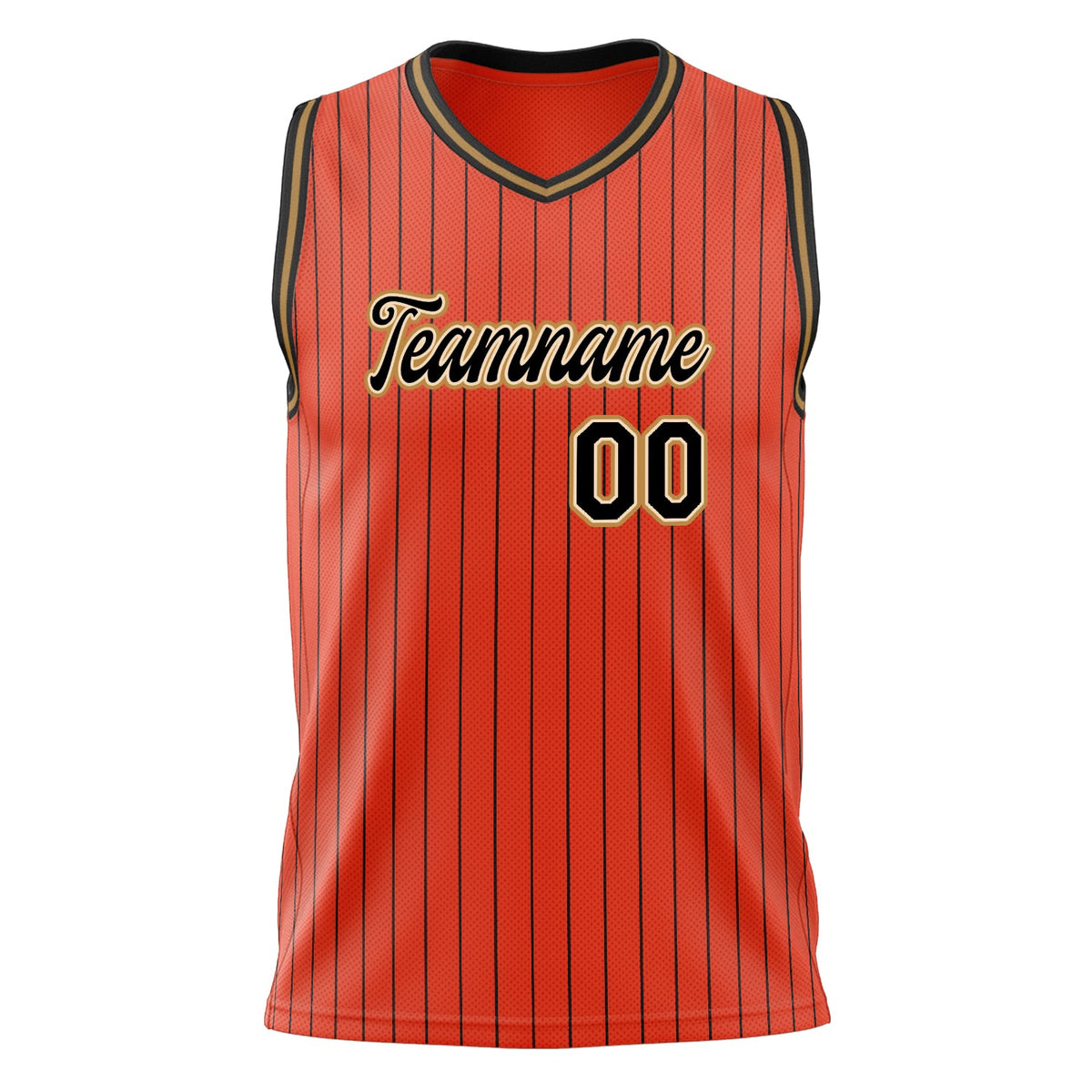 Custom Orange Black Pinstripe Basketball Jersey