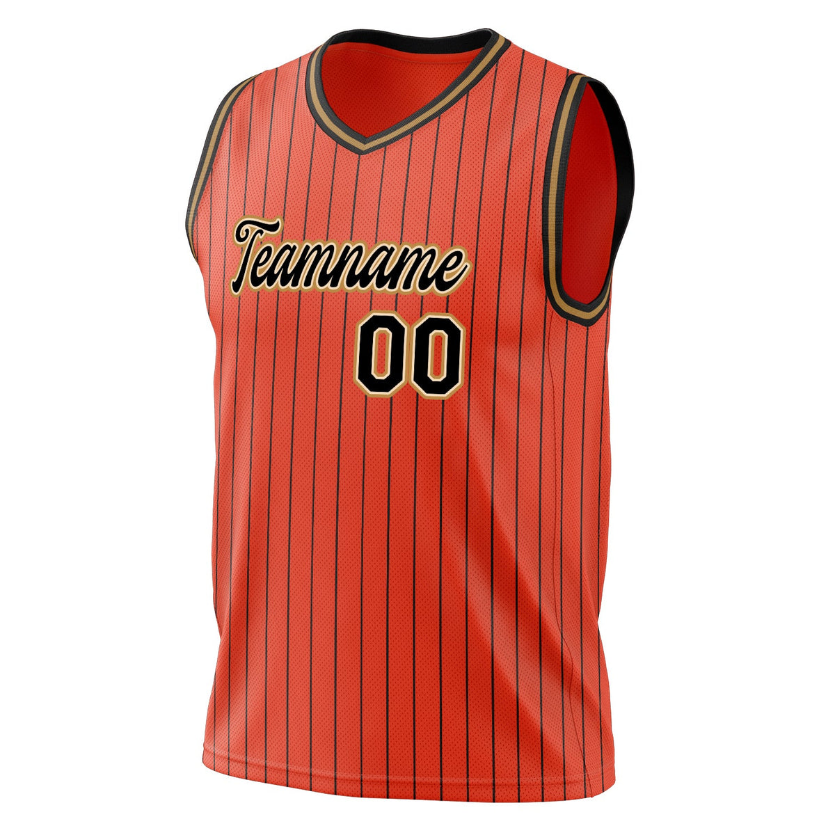 Custom Orange Black Pinstripe Basketball Jersey