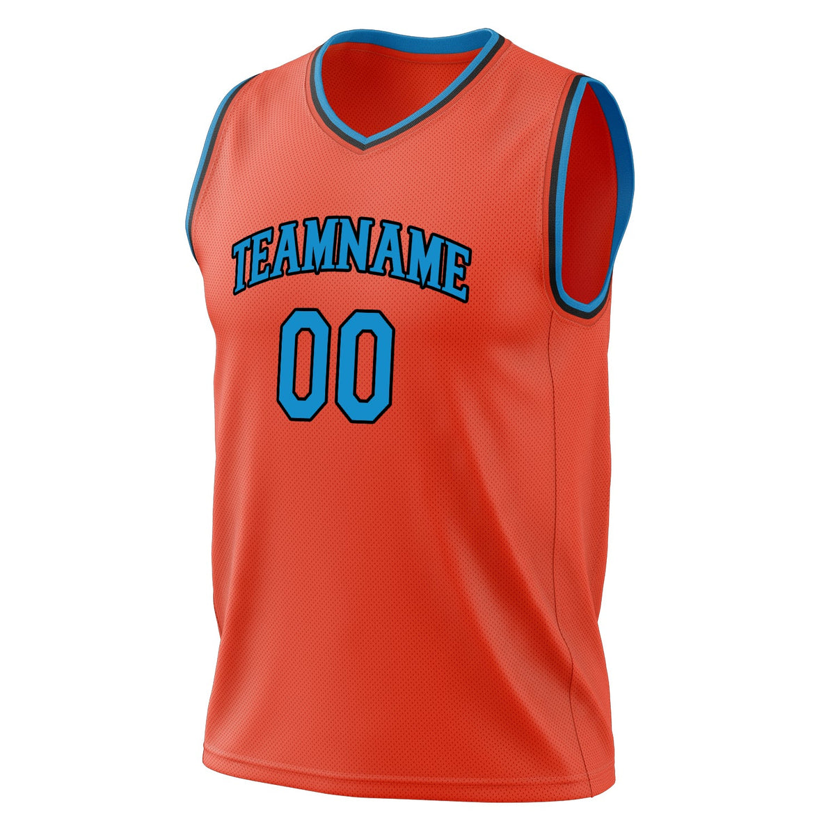 Custom Orange Blue Solid Color Basketball Jersey