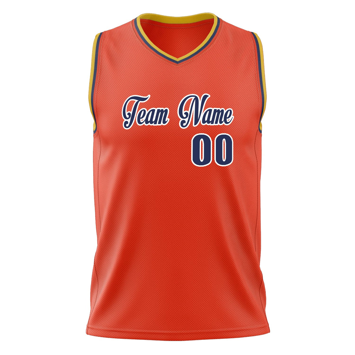 Custom Orange Navy Solid Color Basketball Jersey