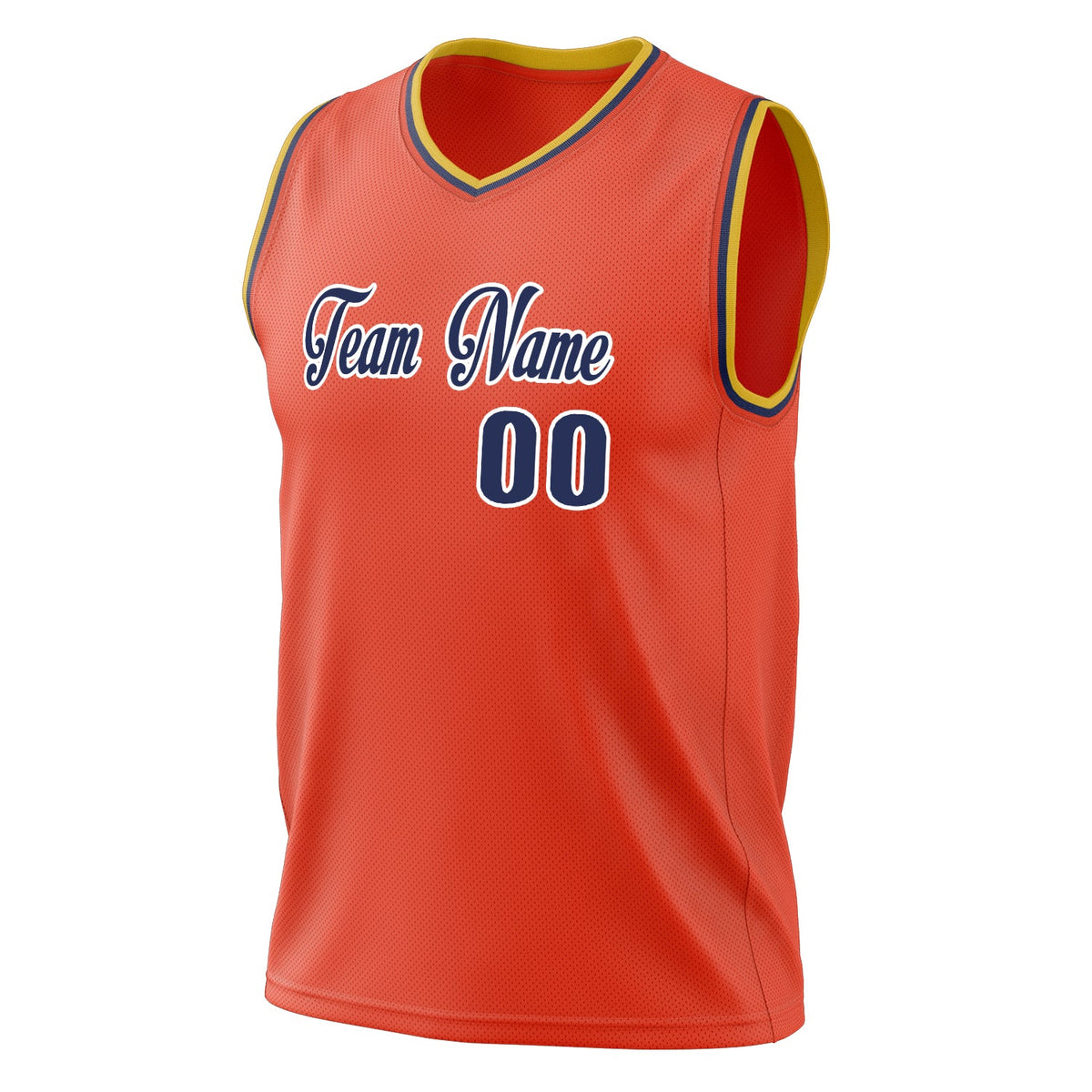 Custom Orange Navy Solid Color Basketball Jersey