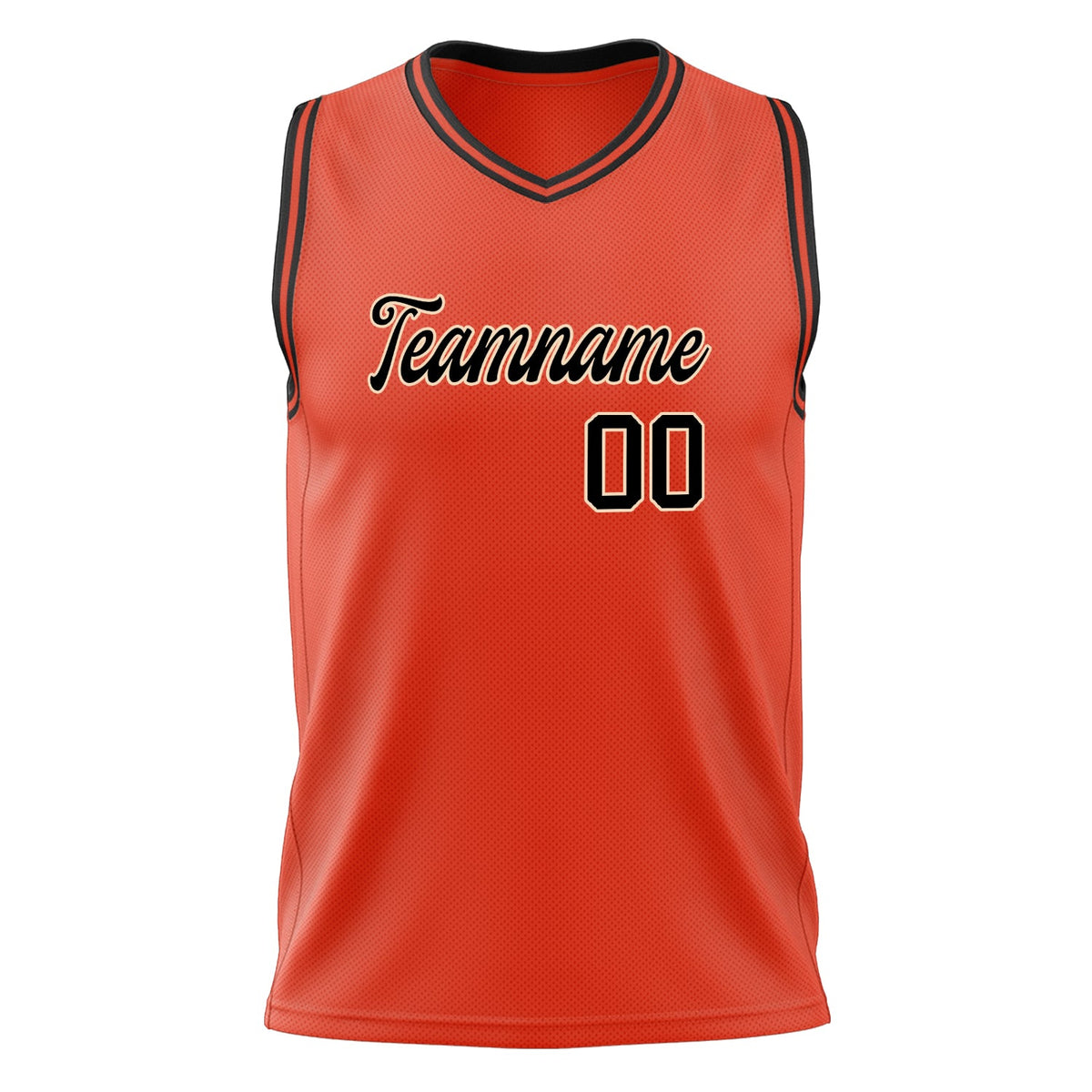 Custom Orange Black Solid Color Basketball Jersey