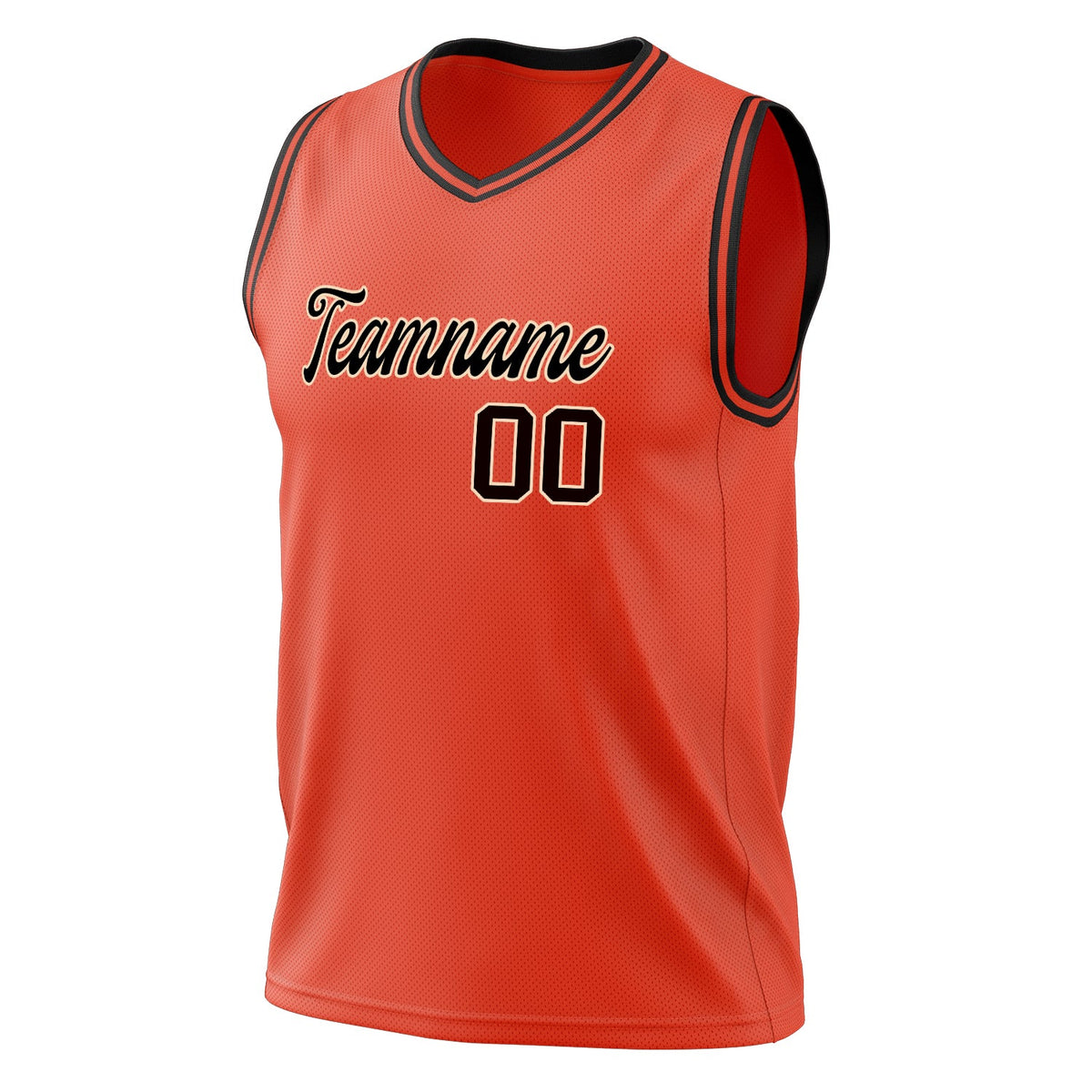 Custom Orange Black Solid Color Basketball Jersey