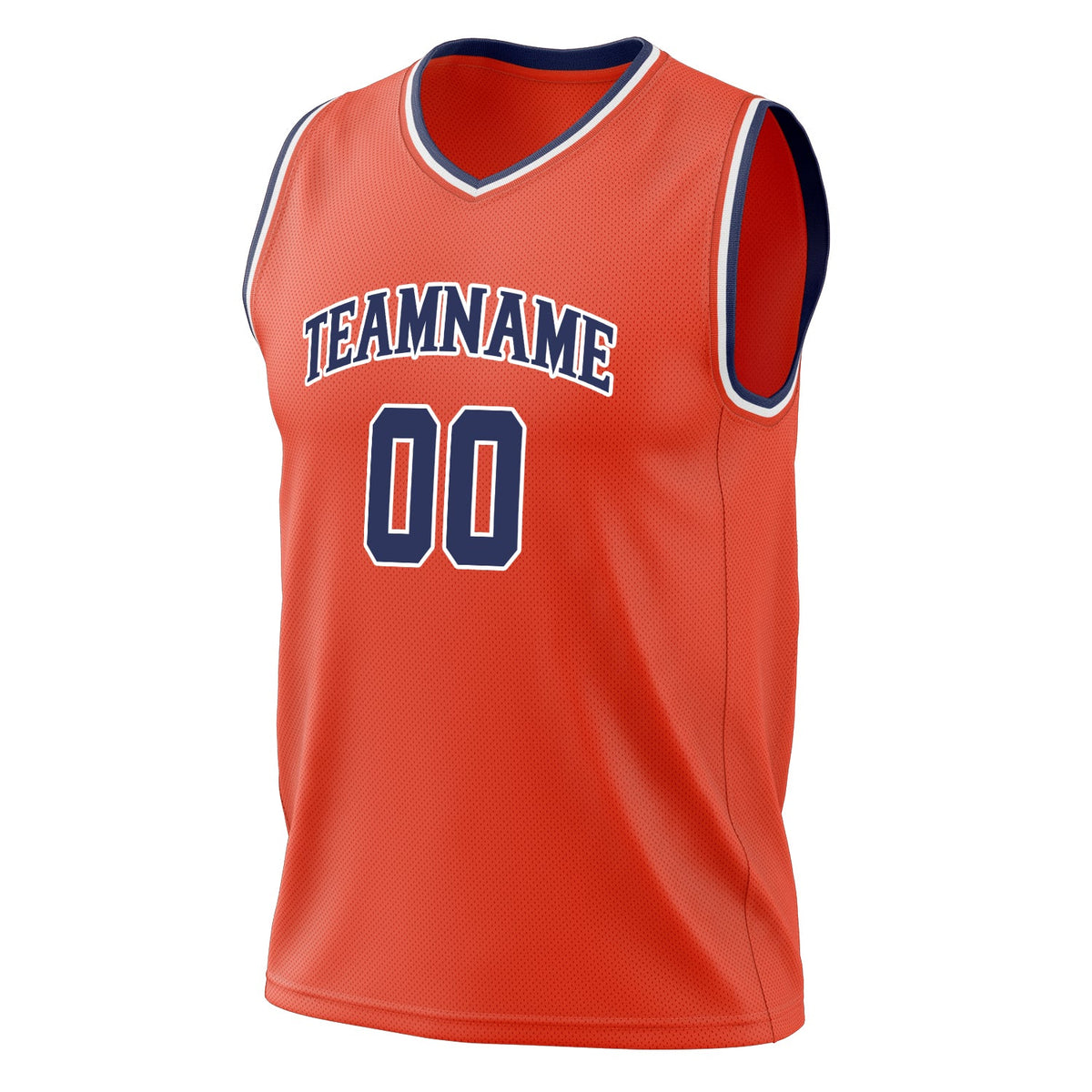 Custom Orange Navy Solid Color Basketball Jersey