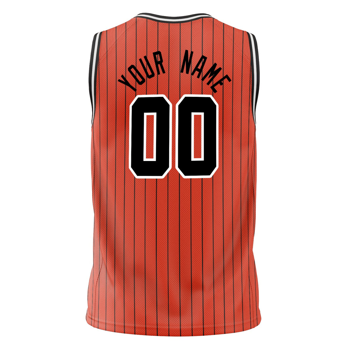 Custom Orange Black Pinstripe Basketball Jersey