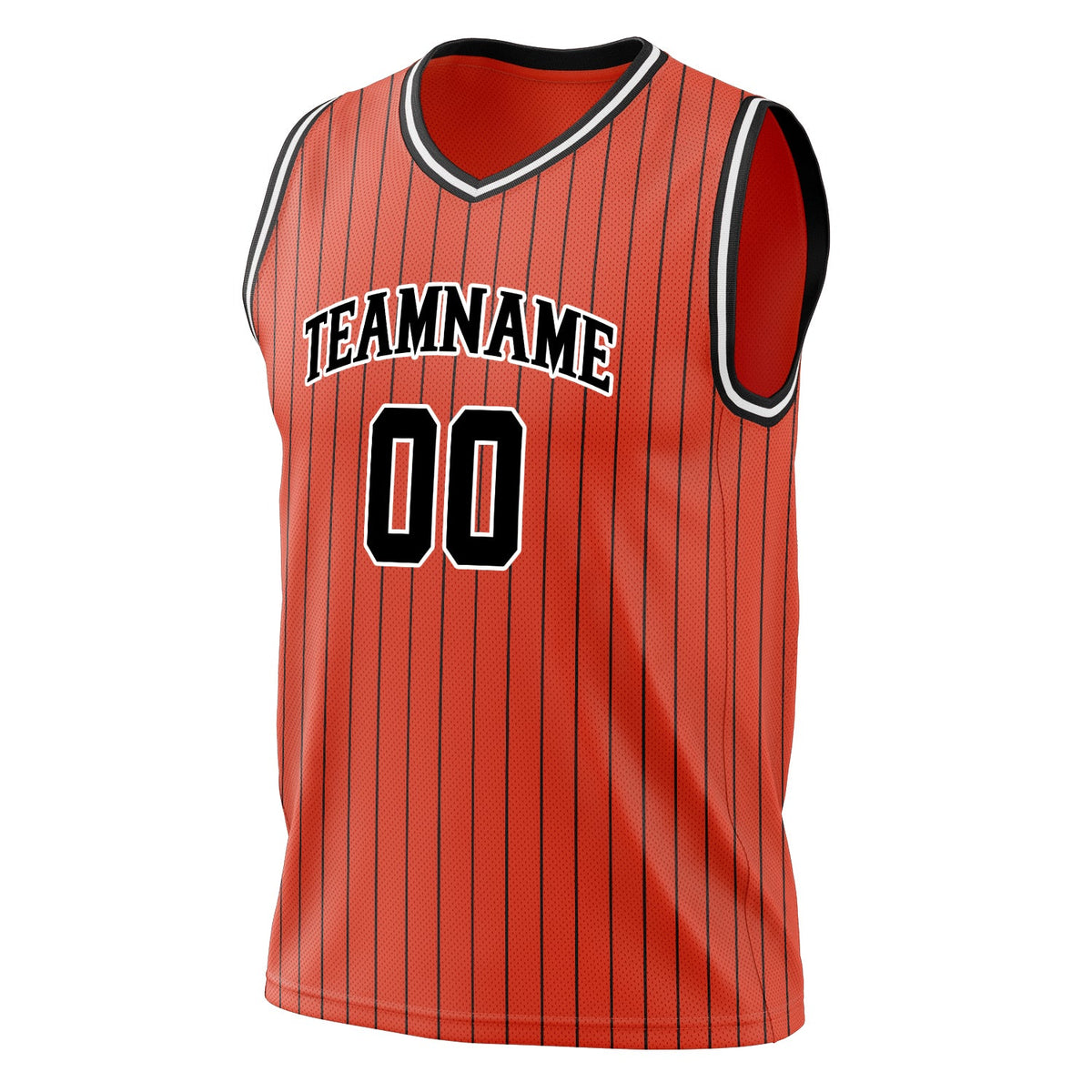 Custom Orange Black Pinstripe Basketball Jersey