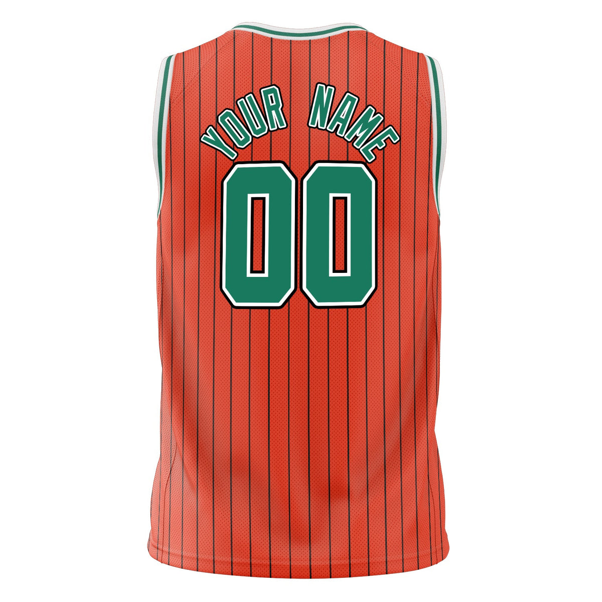 Custom Orange Kelly Green Pinstripe Basketball Jersey