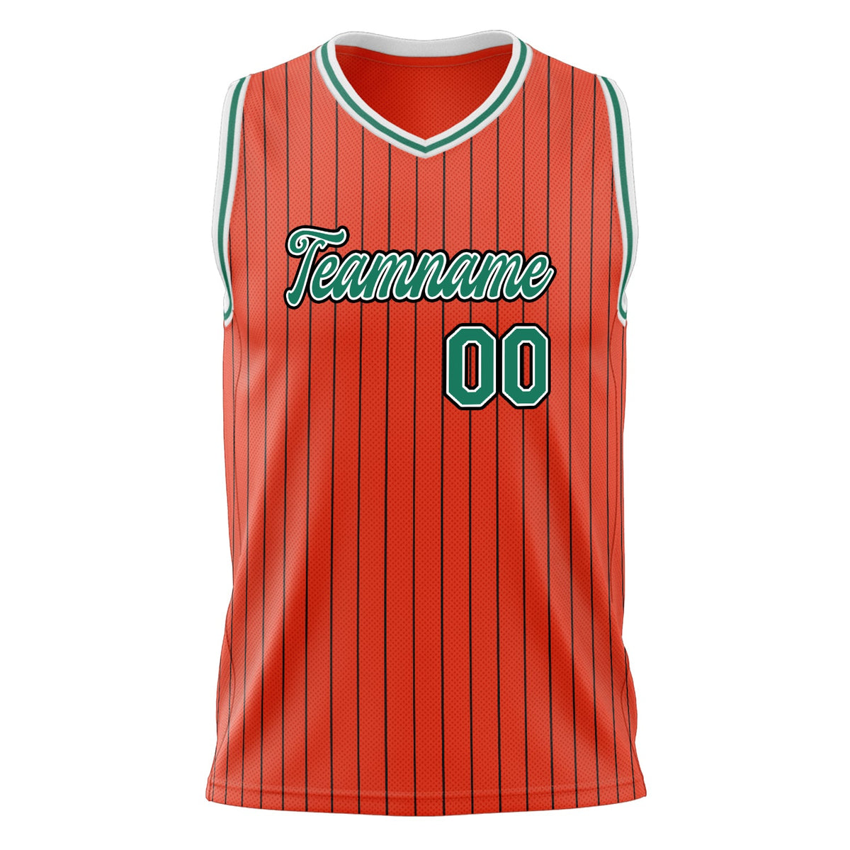 Custom Orange Kelly Green Pinstripe Basketball Jersey