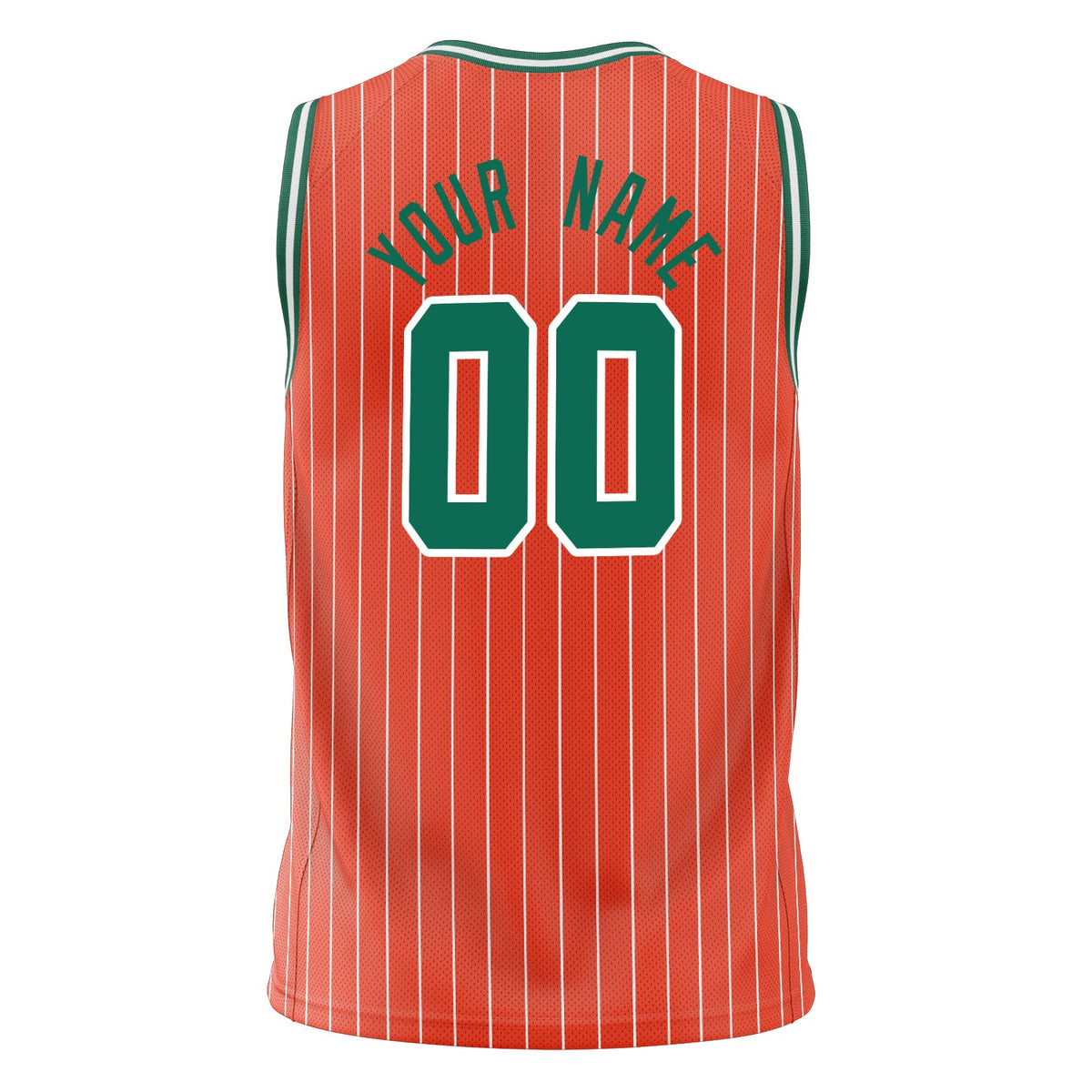 Custom Orange Kelly Green Pinstripe Basketball Jersey