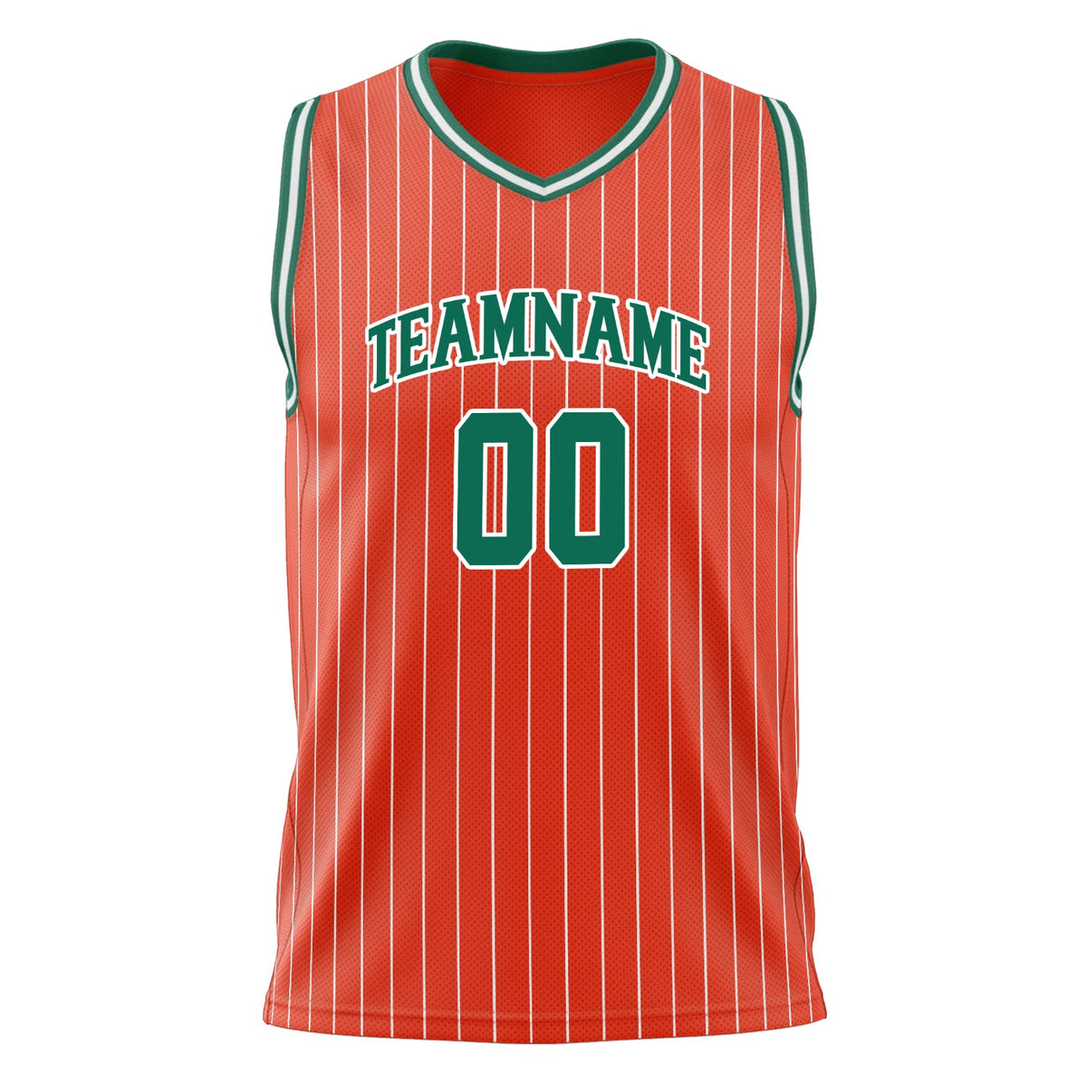 Custom Orange Kelly Green Pinstripe Basketball Jersey