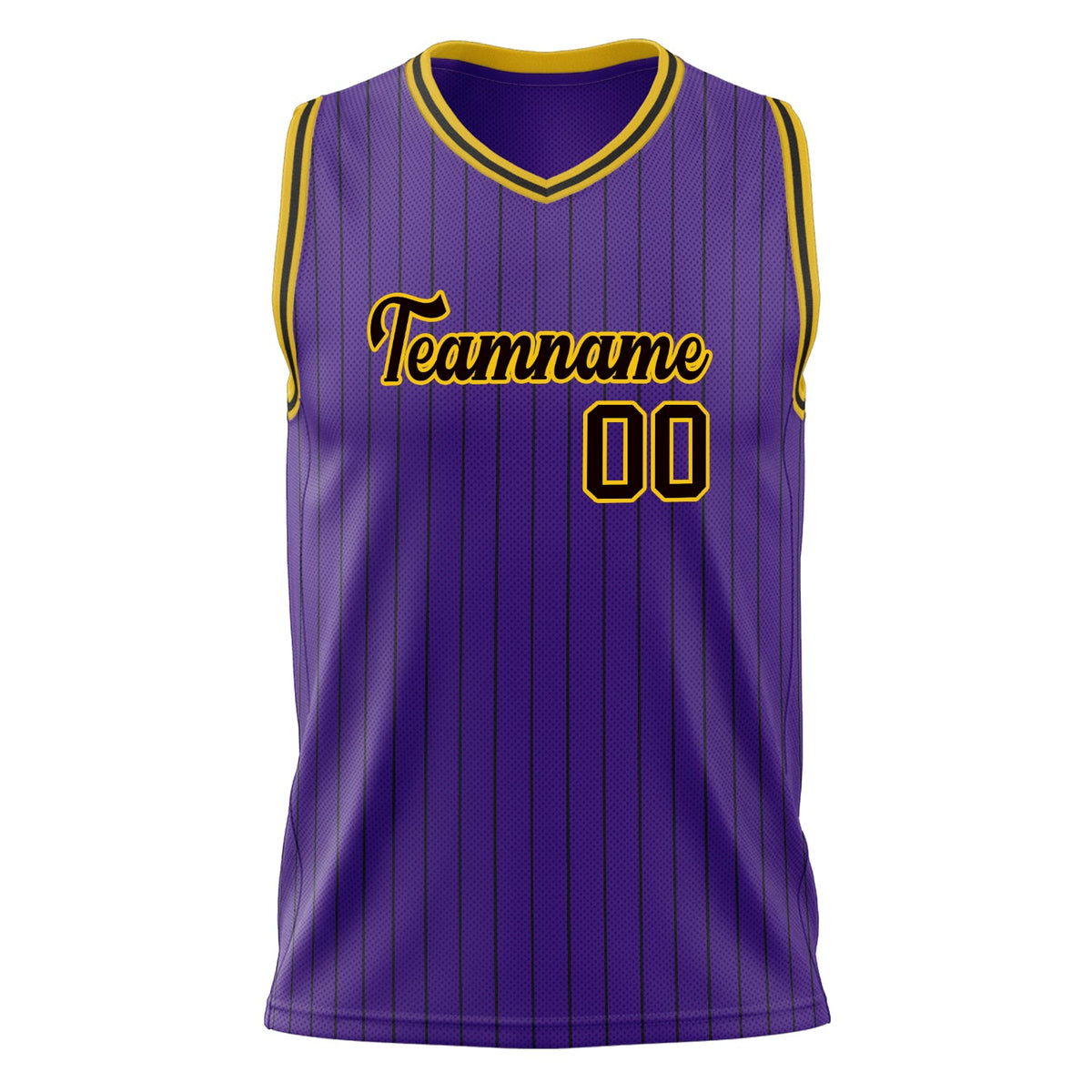 Custom Purple Gold Pinstripe Basketball Jersey