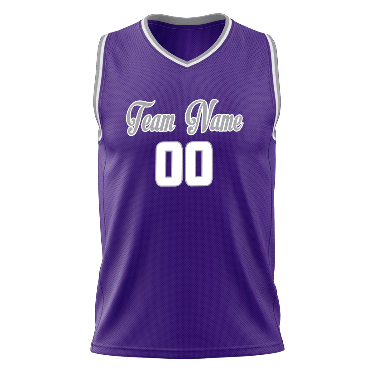 Custom Purple White Solid Color Basketball Jersey