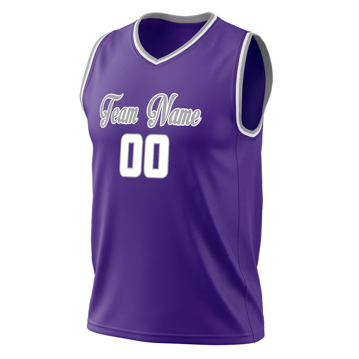 Custom Purple White Solid Color Basketball Jersey