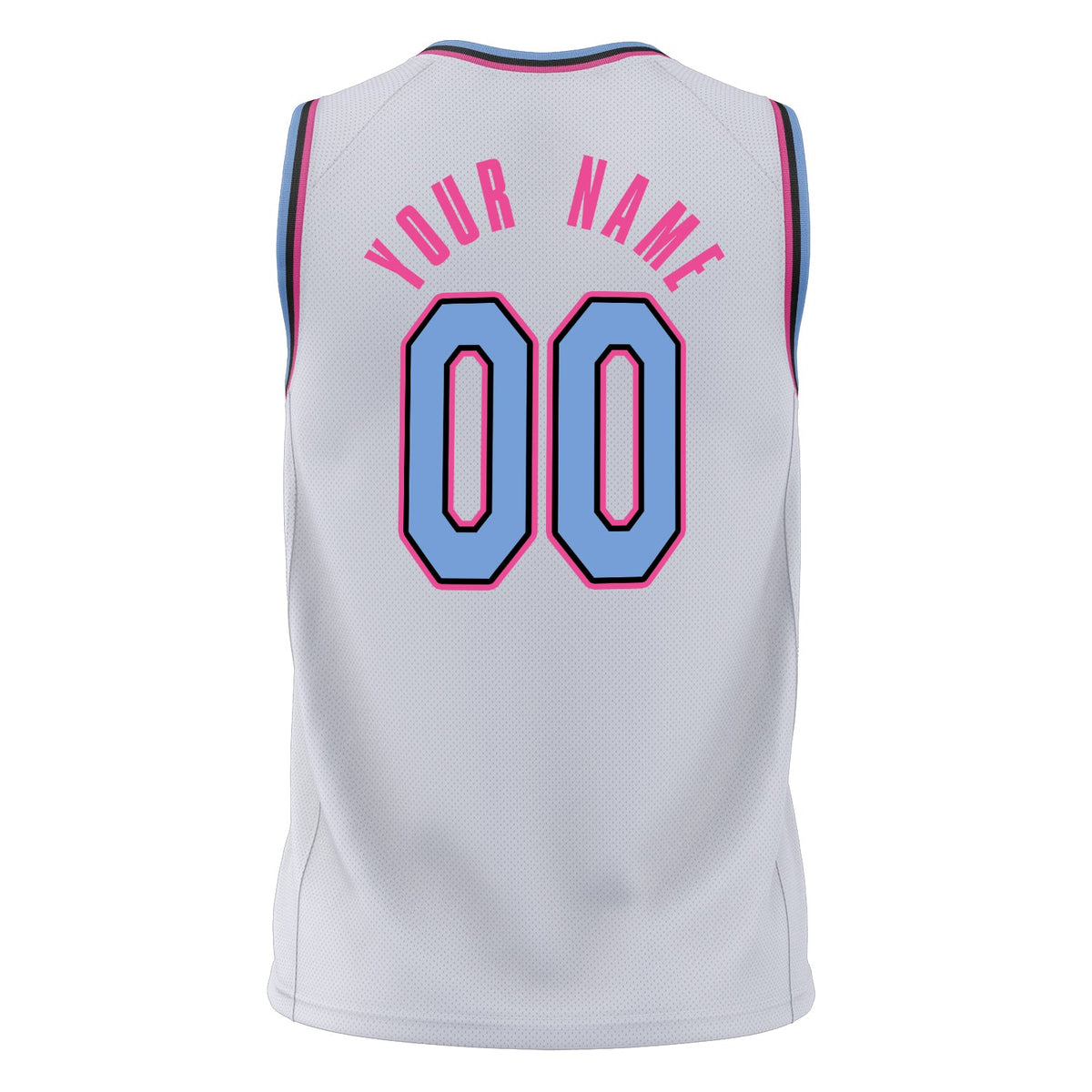 Custom White Light Blue Solid Color Basketball Jersey