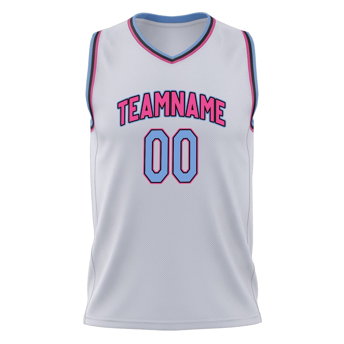 Custom White Light Blue Solid Color Basketball Jersey