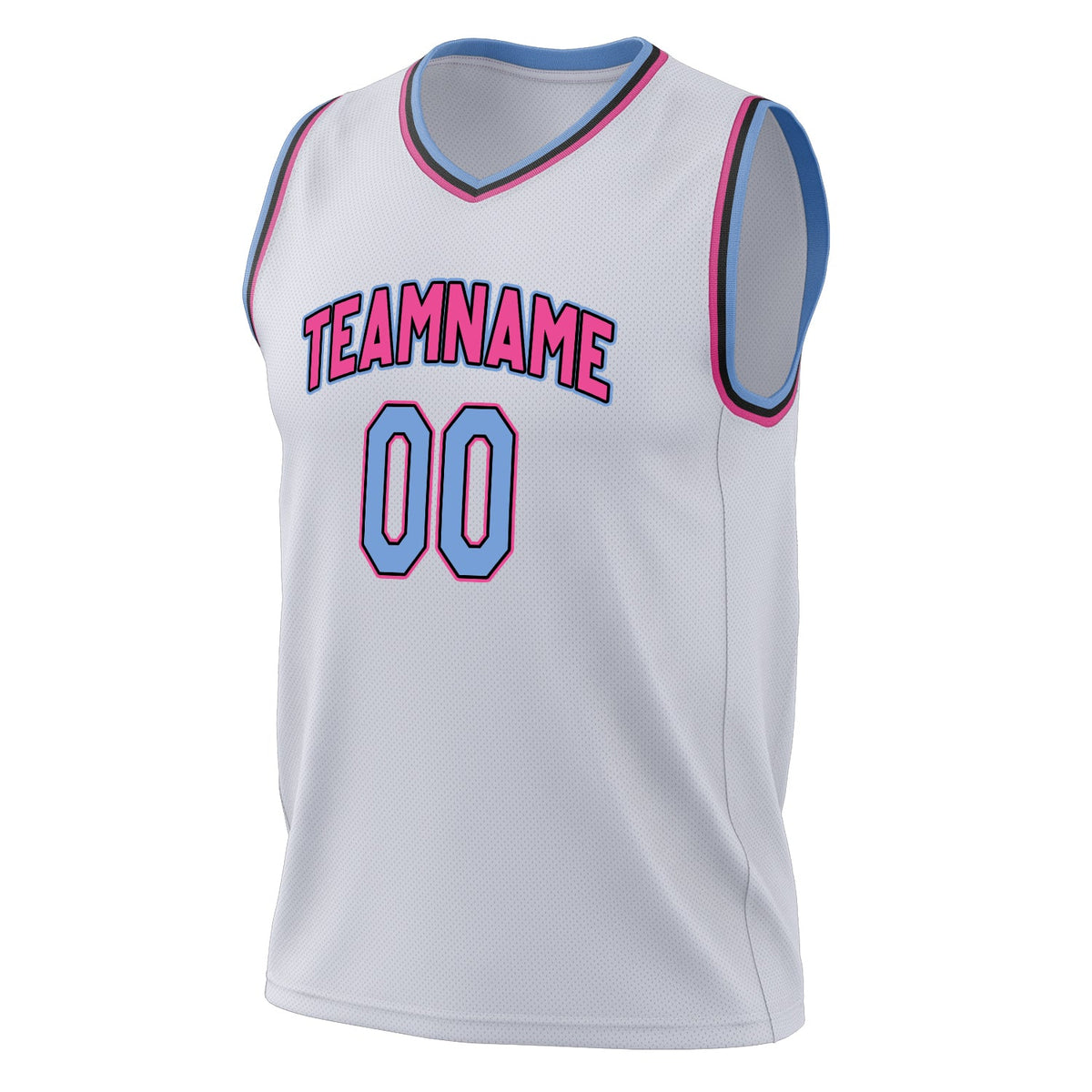 Custom White Light Blue Solid Color Basketball Jersey