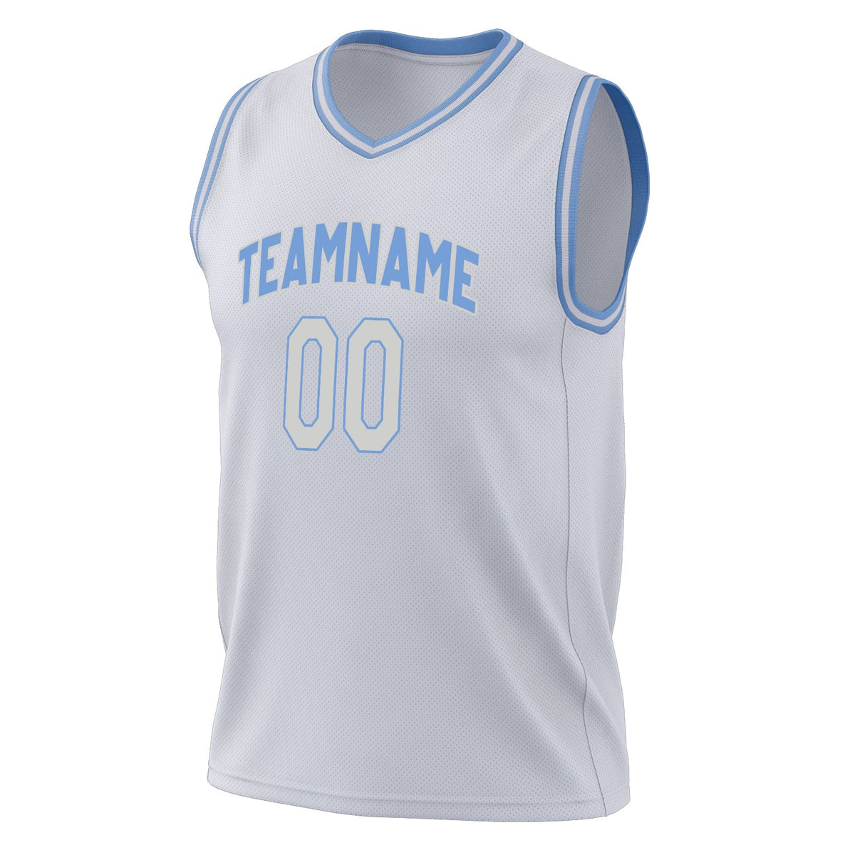 Custom White Light Blue Solid Color Basketball Jersey