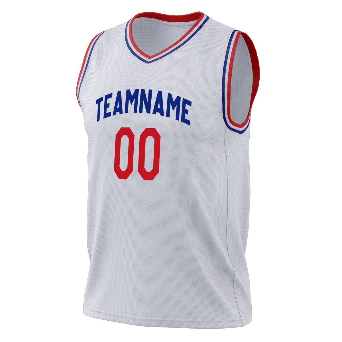 Custom White Red Solid Color Basketball Jersey