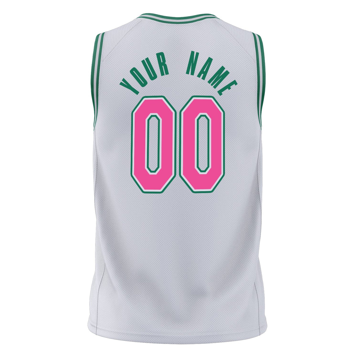 Custom White Pink Solid Color Basketball Jersey