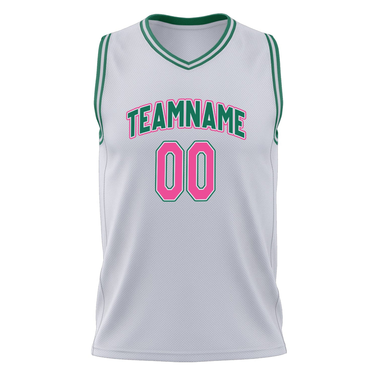 Custom White Pink Solid Color Basketball Jersey