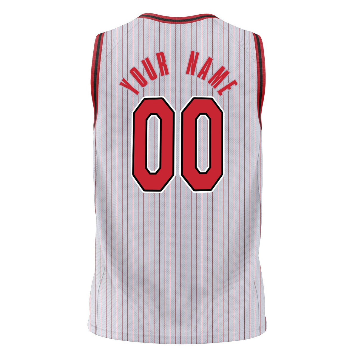 Custom White Red Pinstripe Basketball Jersey