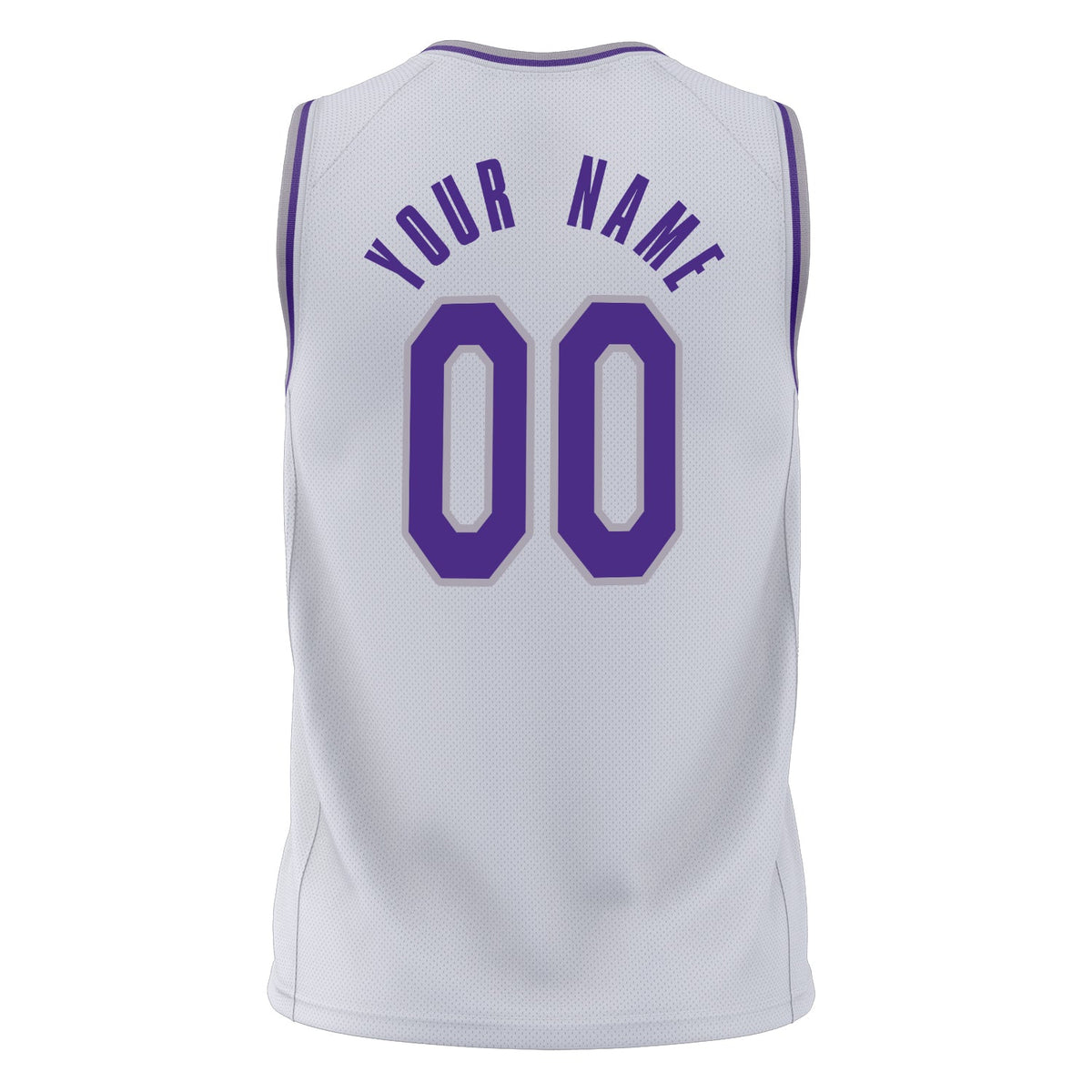 Custom White Purple Solid Color Basketball Jersey