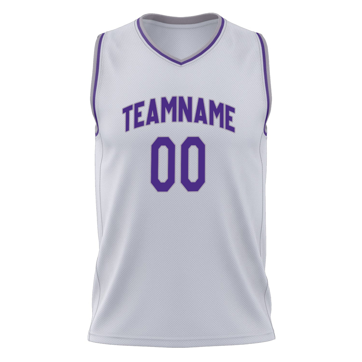 Custom White Purple Solid Color Basketball Jersey