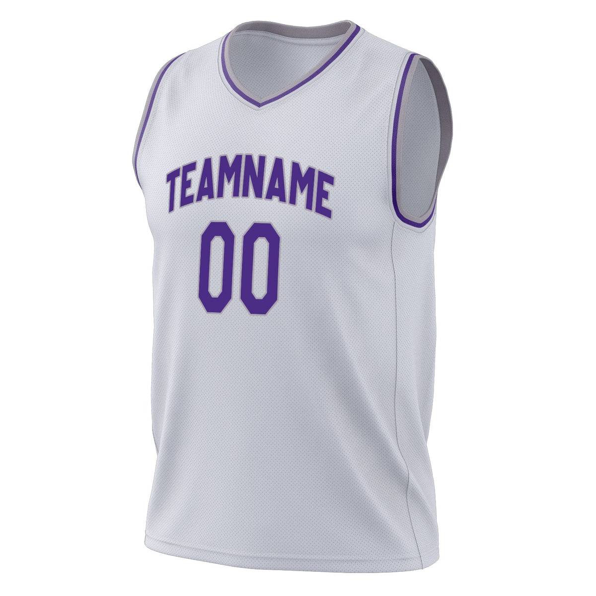 Custom White Purple Solid Color Basketball Jersey