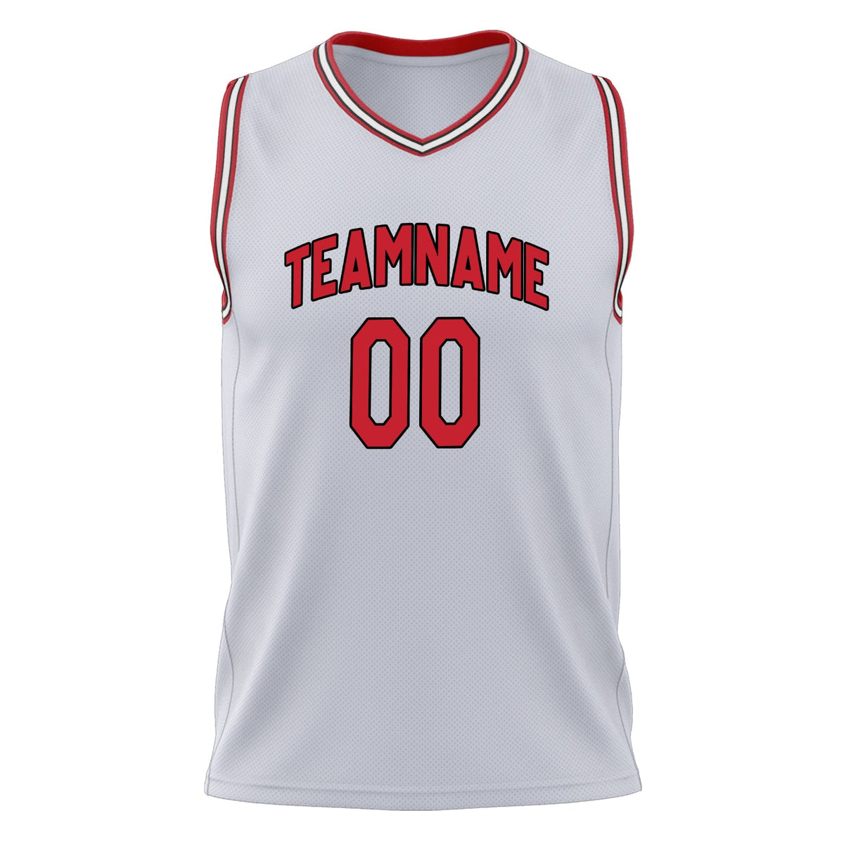 Custom White Red Solid Color Basketball Jersey