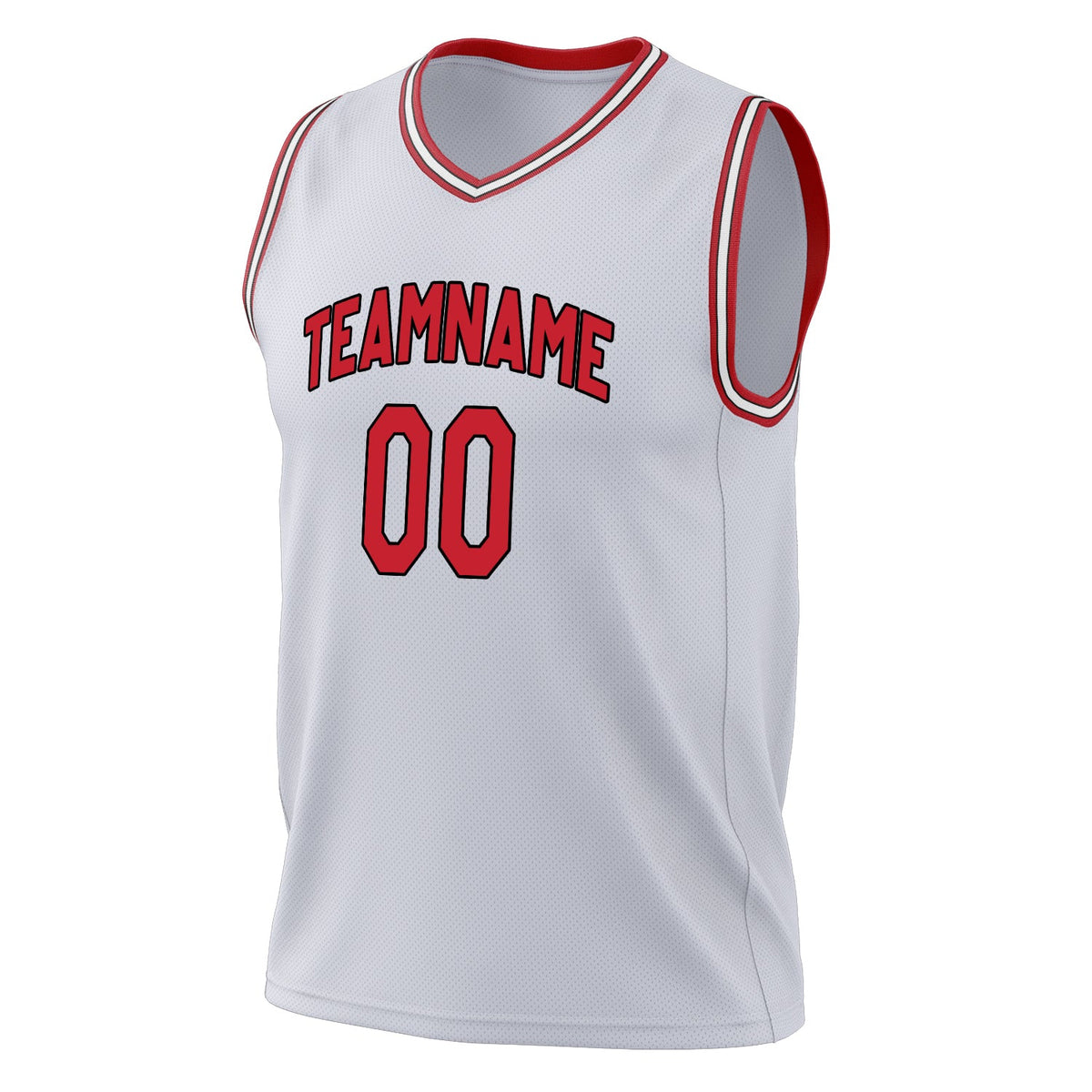 Custom White Red Solid Color Basketball Jersey