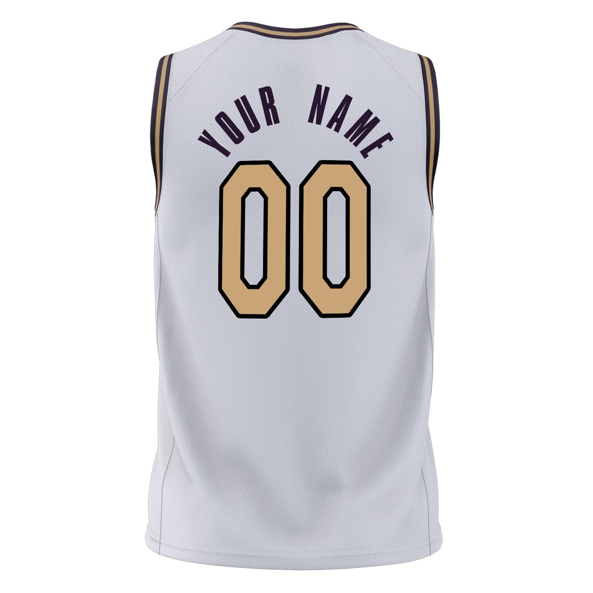 Custom White Old Gold Solid Color Basketball Jersey