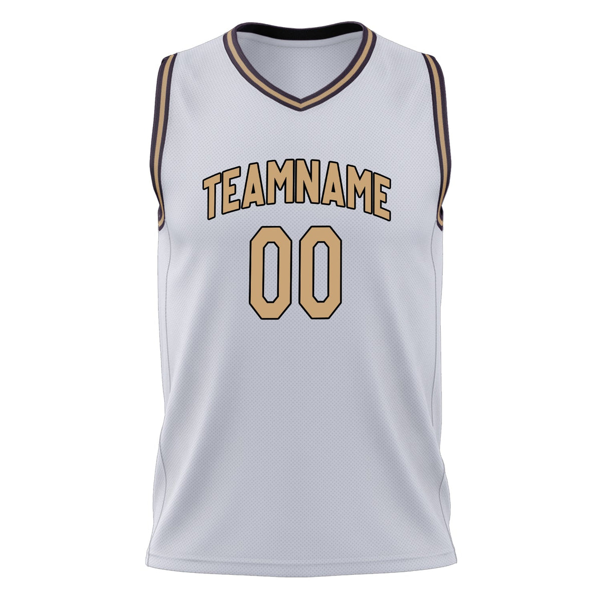 Custom White Old Gold Solid Color Basketball Jersey