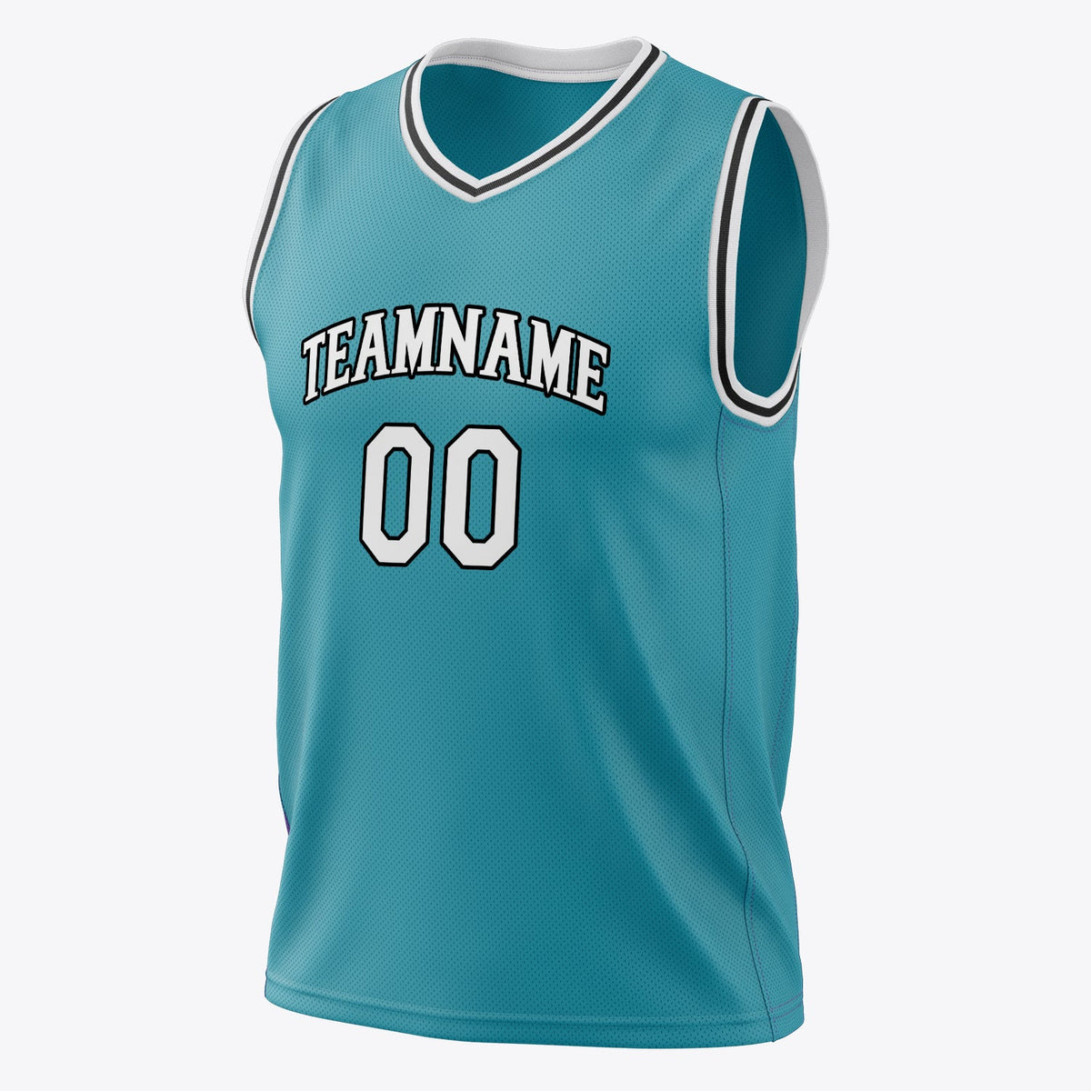 Custom Teal White Pinstripe Basketball Jersey