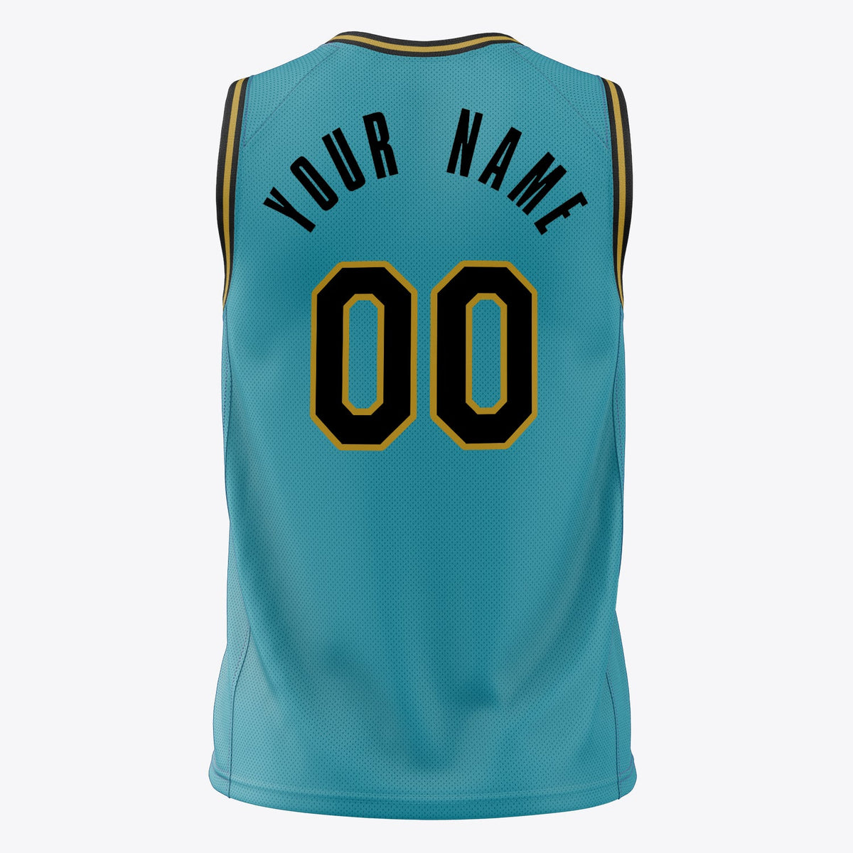 Custom Teal Black Solid Color Basketball Jersey