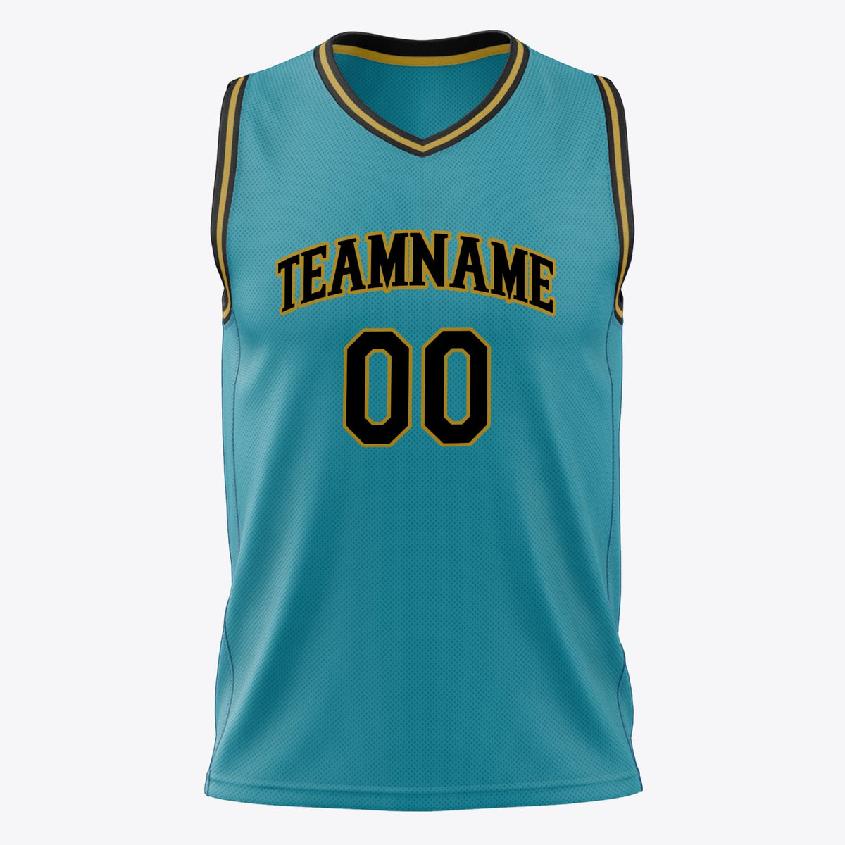 Custom Teal Black Solid Color Basketball Jersey