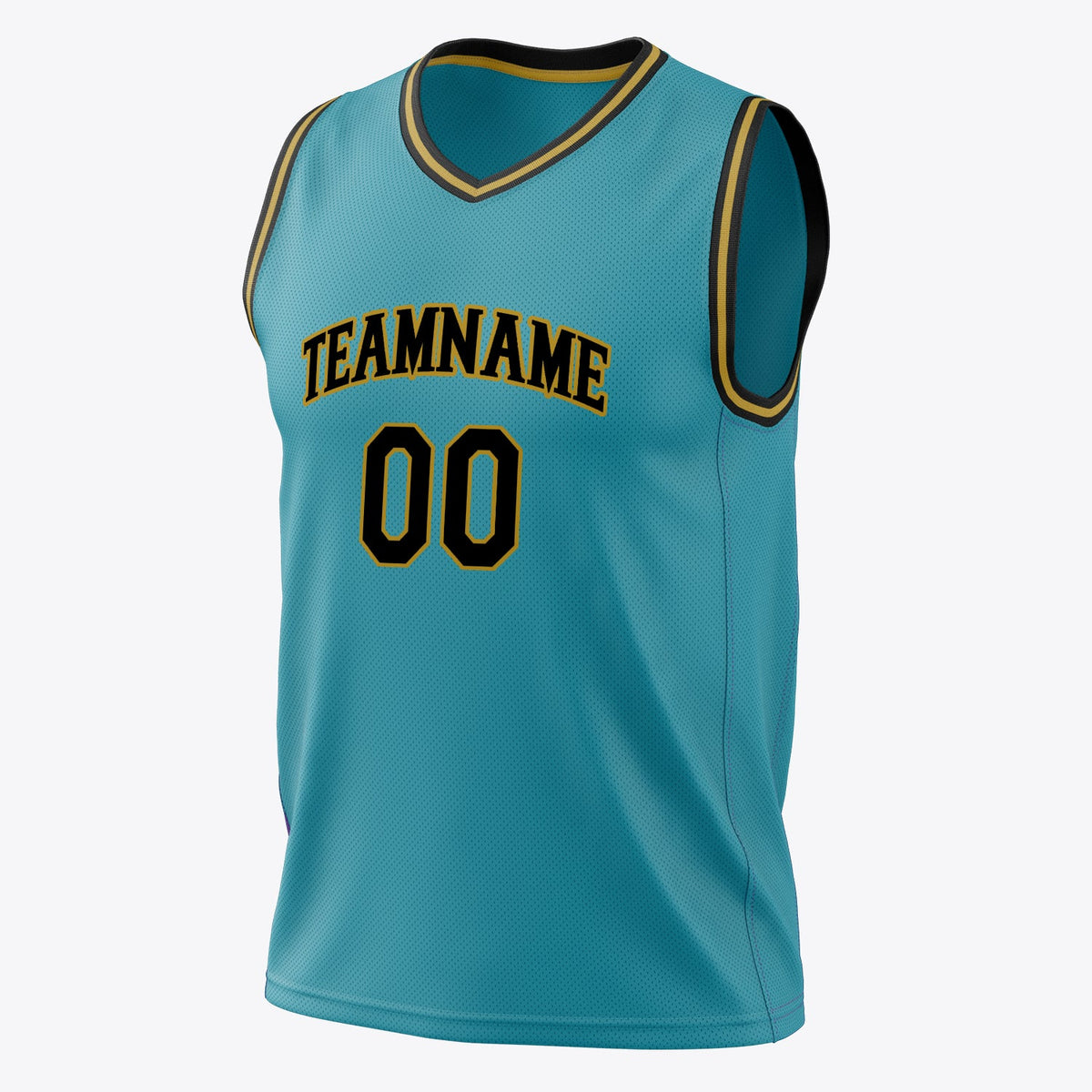 Custom Teal Black Solid Color Basketball Jersey