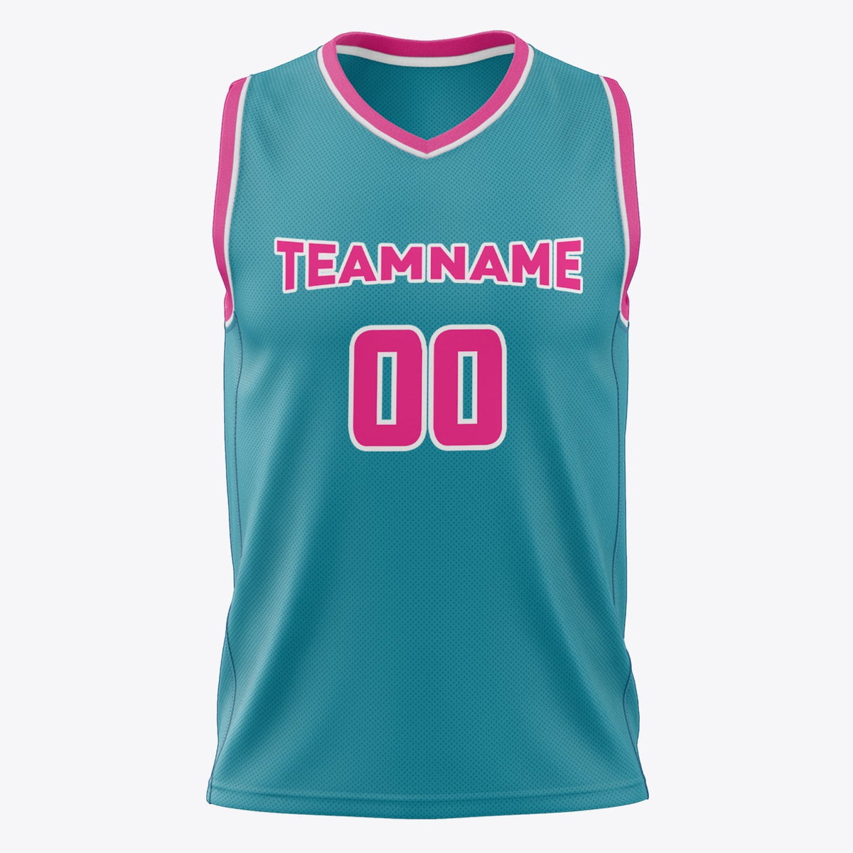 Custom Teal Pink Solid Color Basketball Jersey