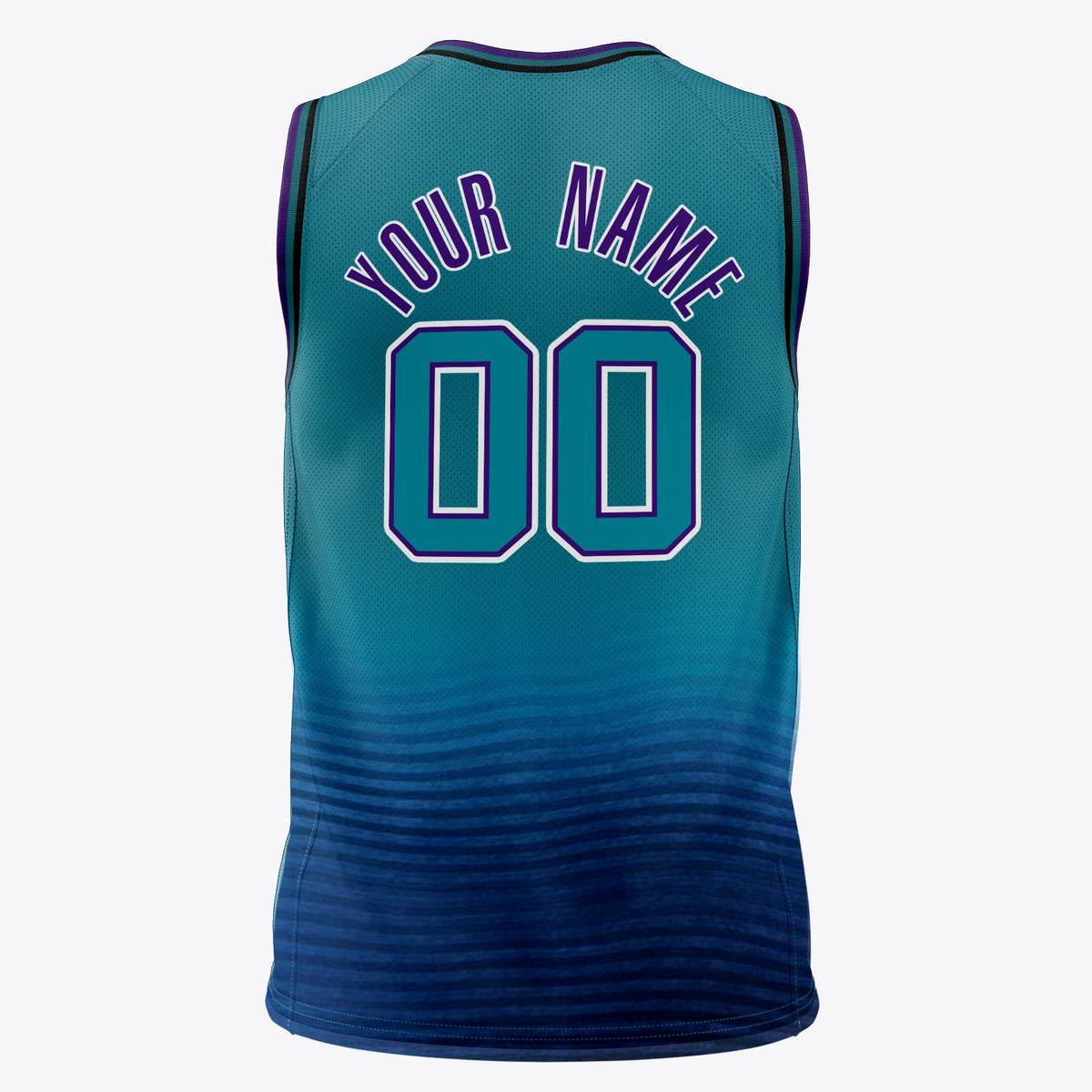 Custom Teal Purple Solid Color Basketball Jersey