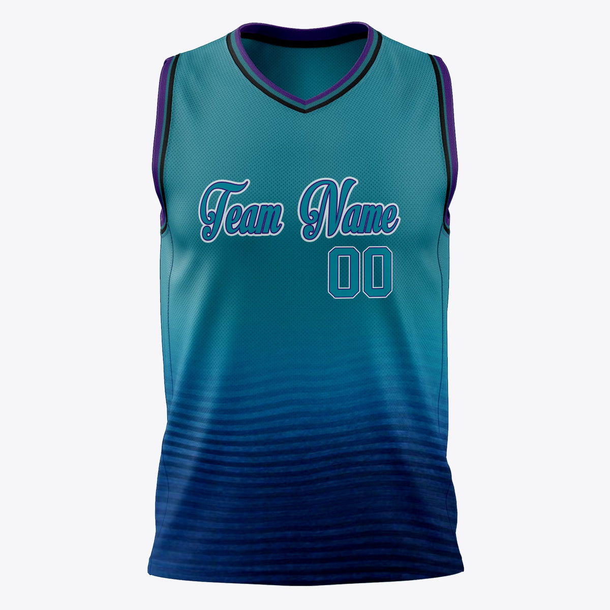 Custom Teal Purple Solid Color Basketball Jersey