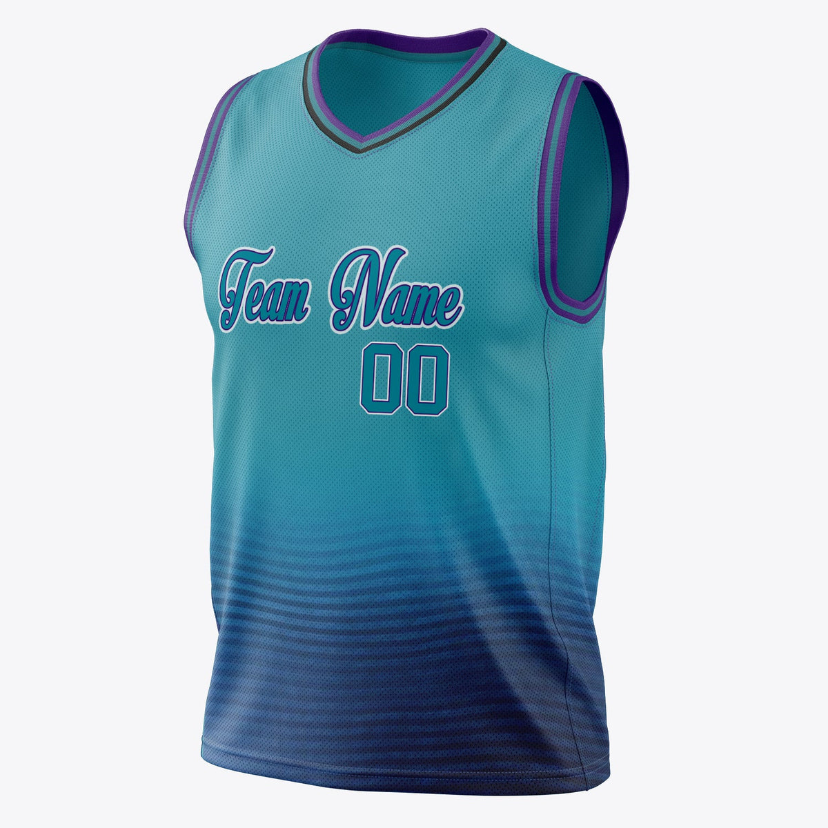 Custom Teal Purple Solid Color Basketball Jersey