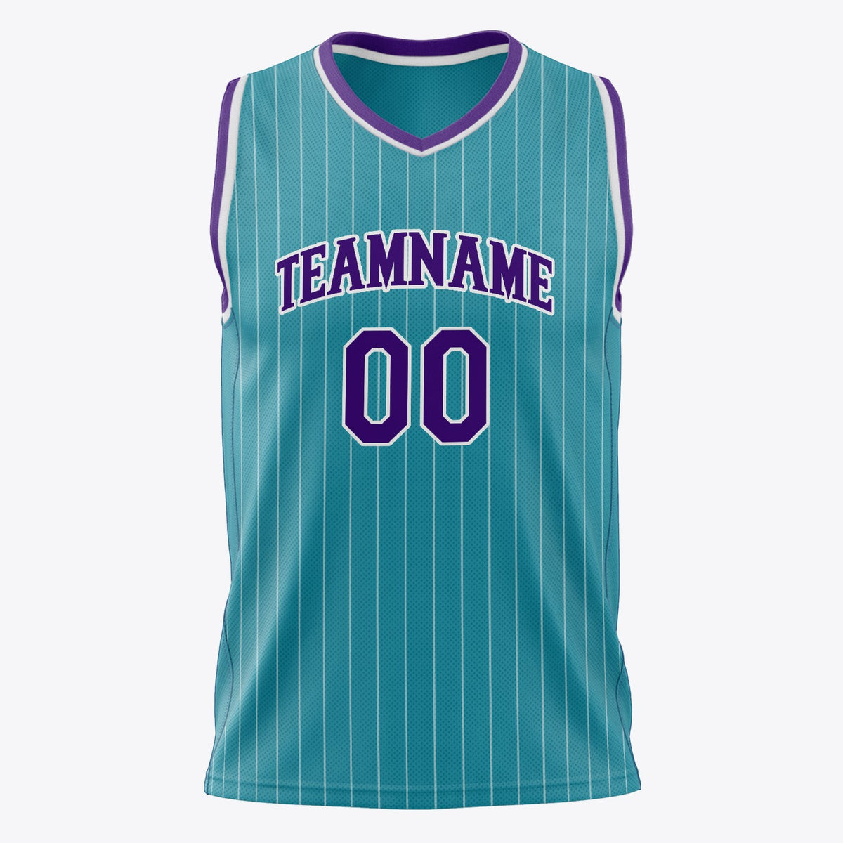 Custom Teal Purple Pinstripe Basketball Jersey