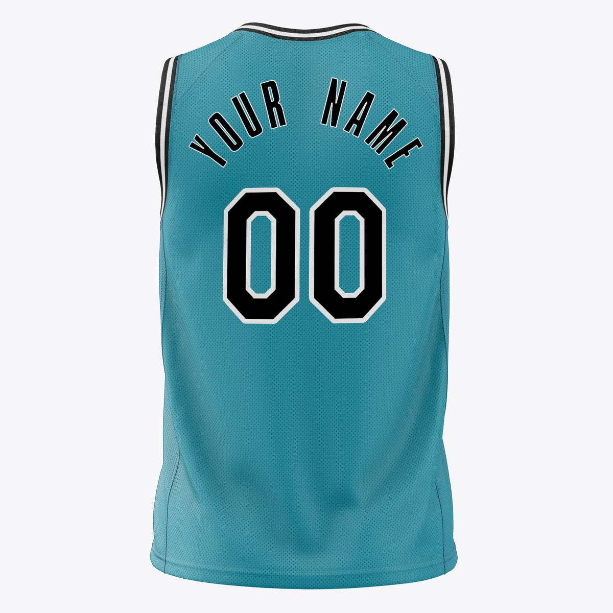 Custom Teal Black Solid Color Basketball Jersey