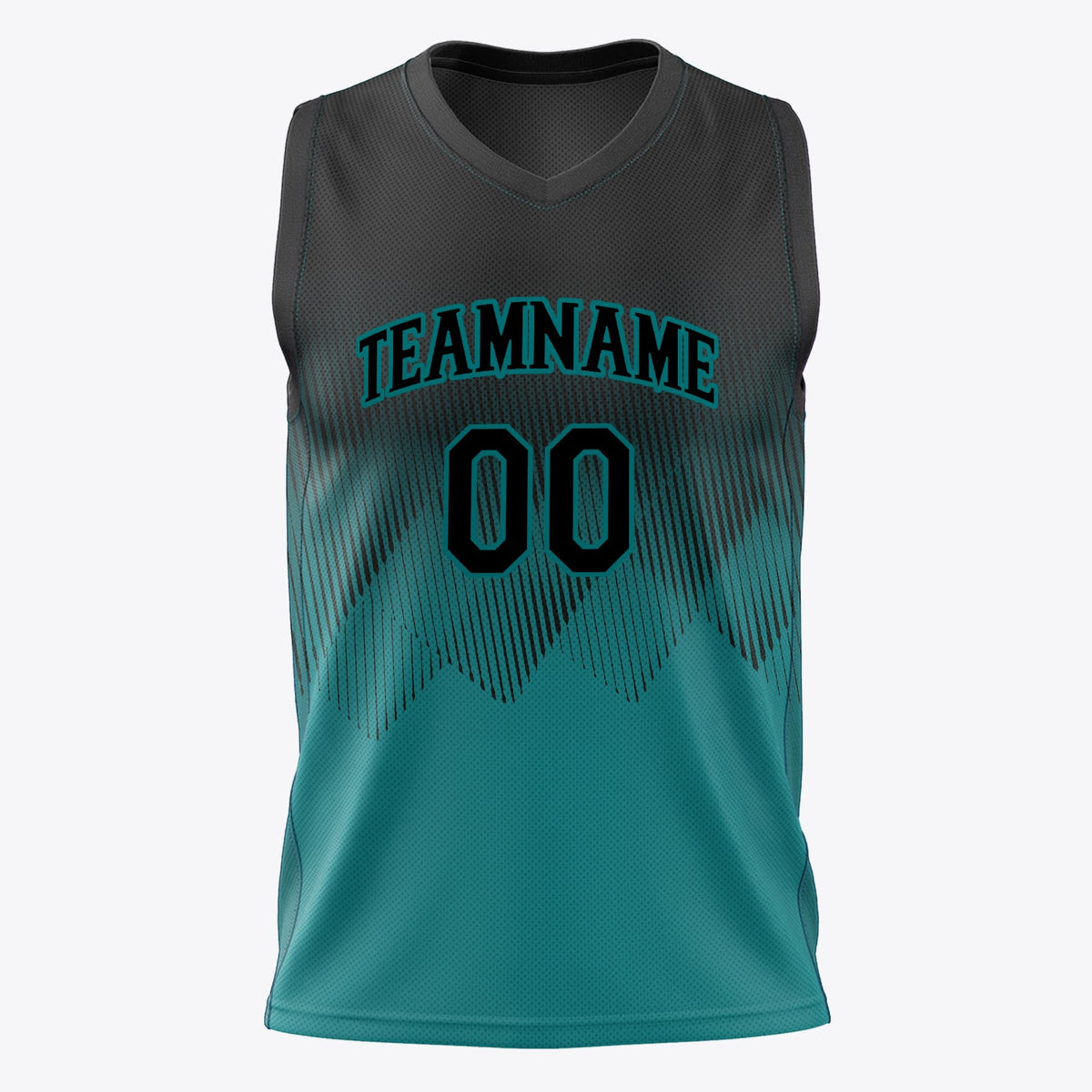 Custom Teal Black Fade Basketball Jersey