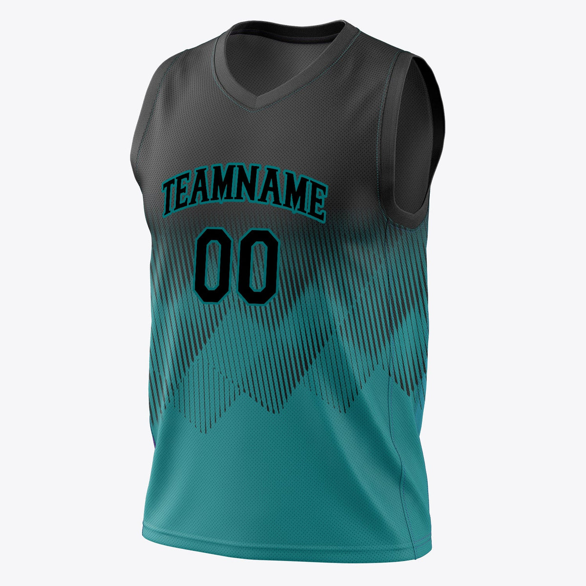 Custom Teal Black Fade Basketball Jersey