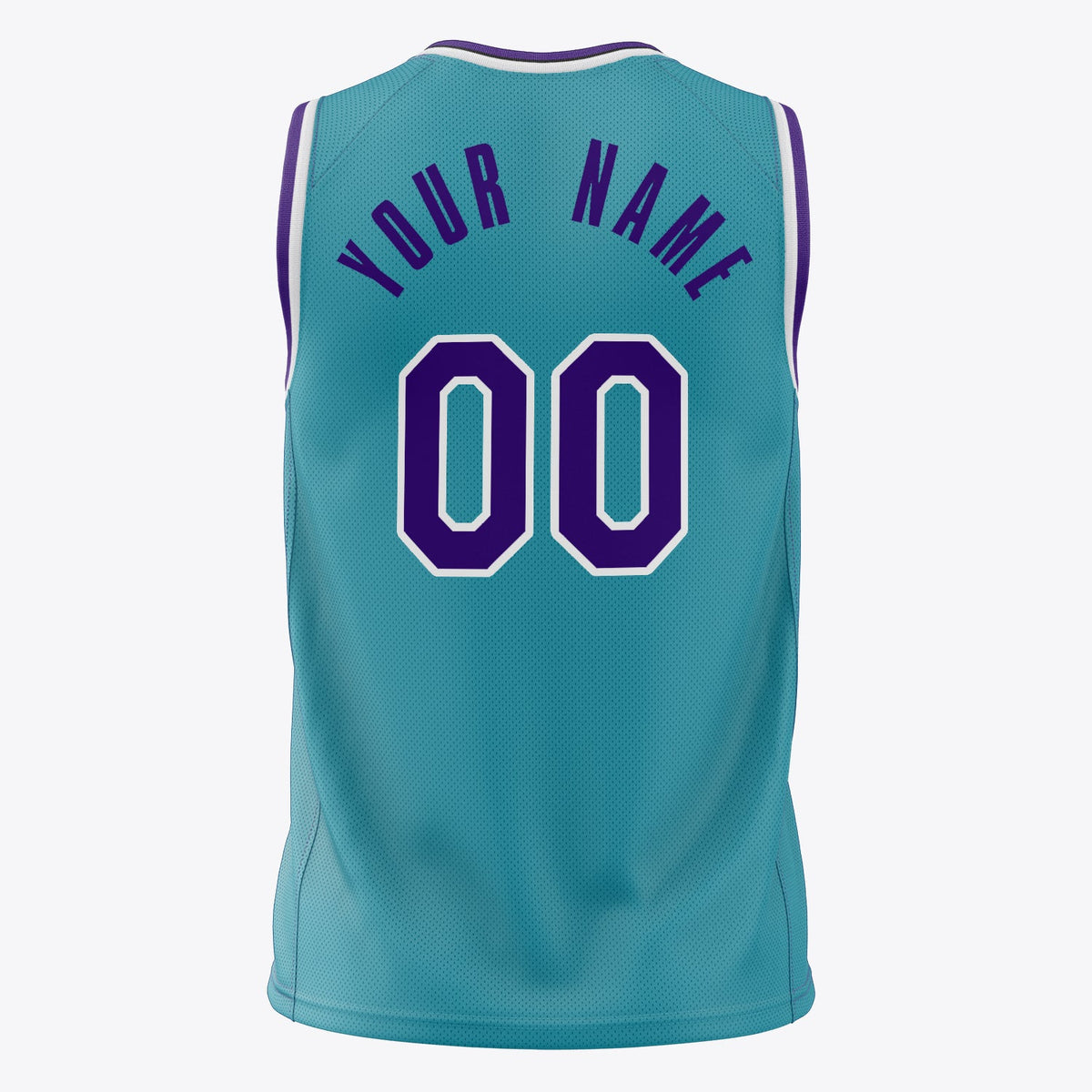 Custom Teal Purple Solid Color Basketball Jersey