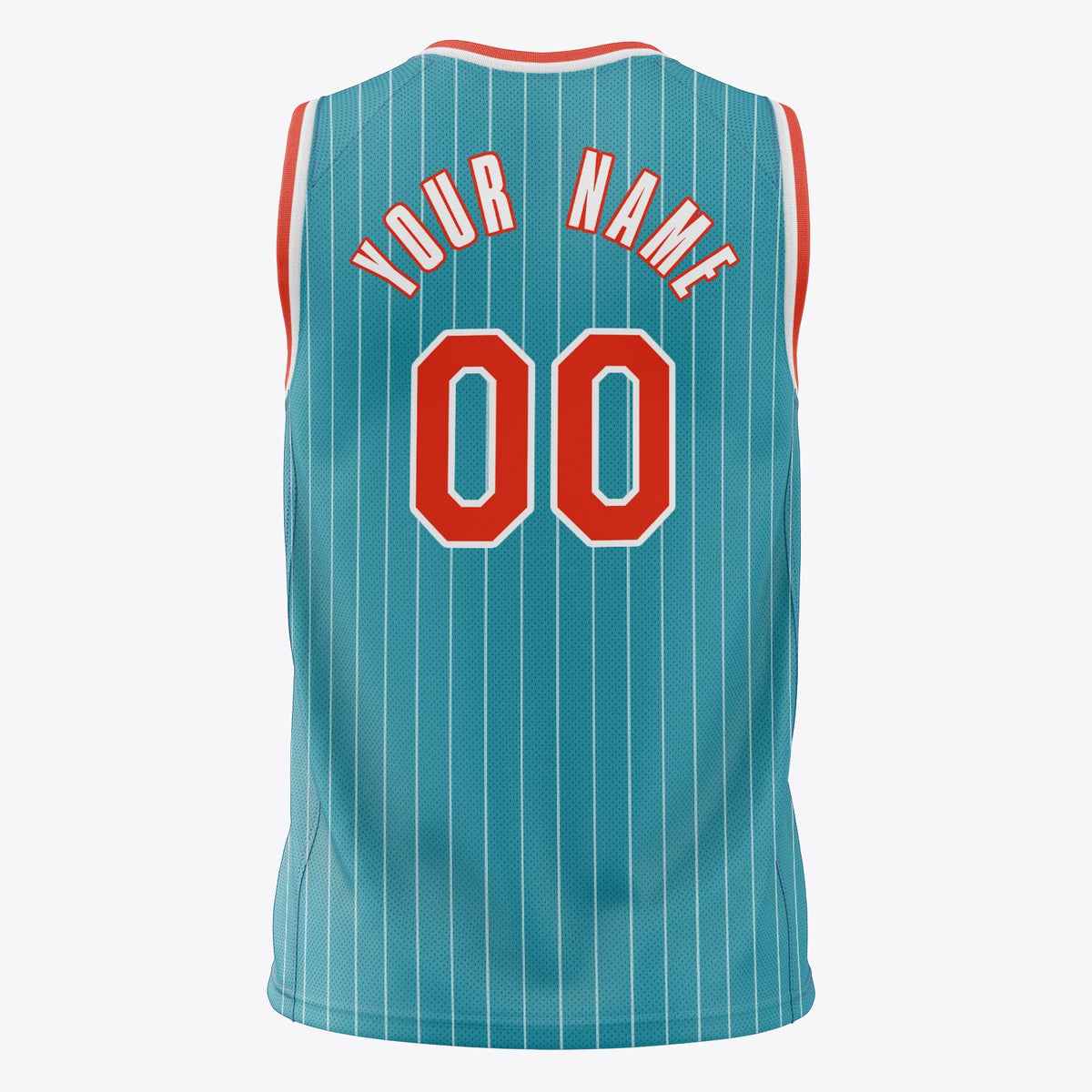 Custom Teal Orange Pinstripe Basketball Jersey