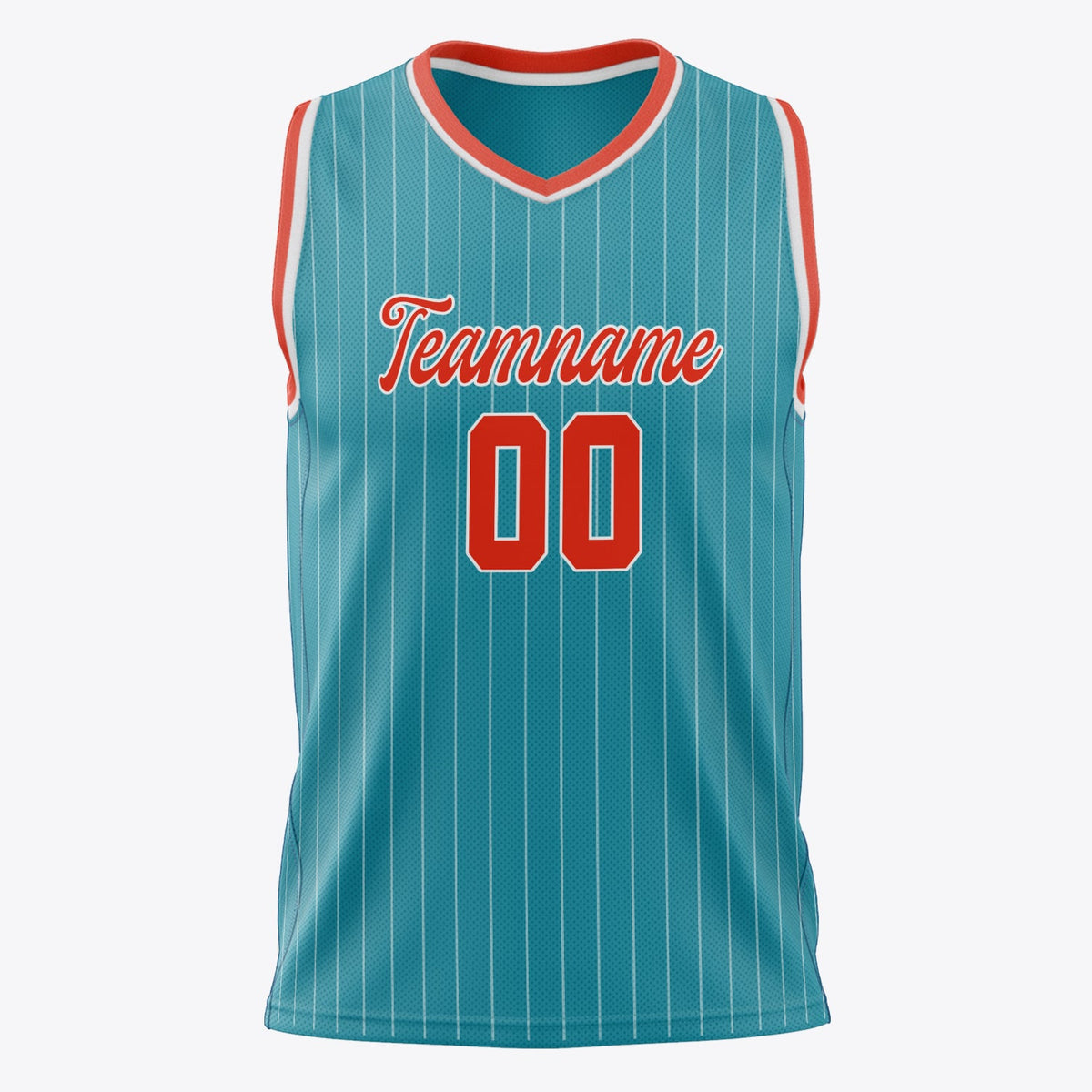 Custom Teal Orange Pinstripe Basketball Jersey