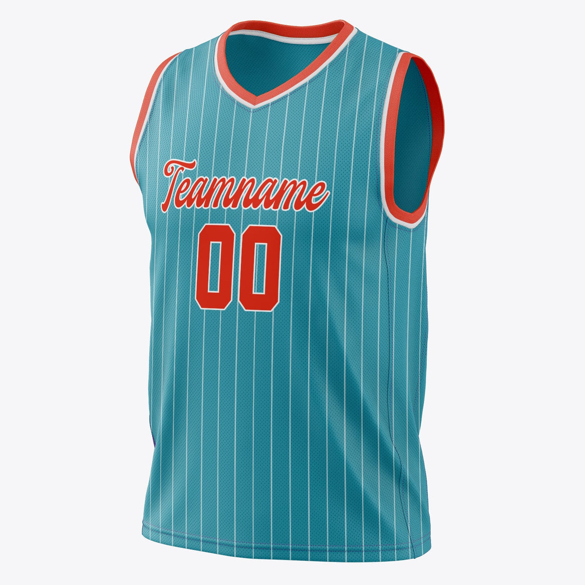 Custom Teal Orange Pinstripe Basketball Jersey